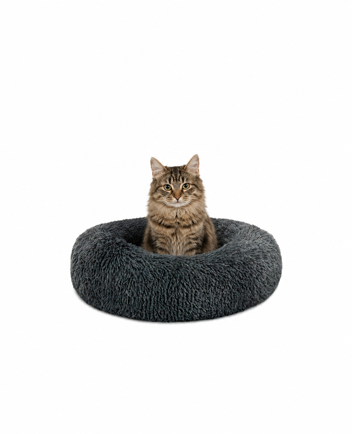 Cama para gatos redonda de felpa con forma de donut