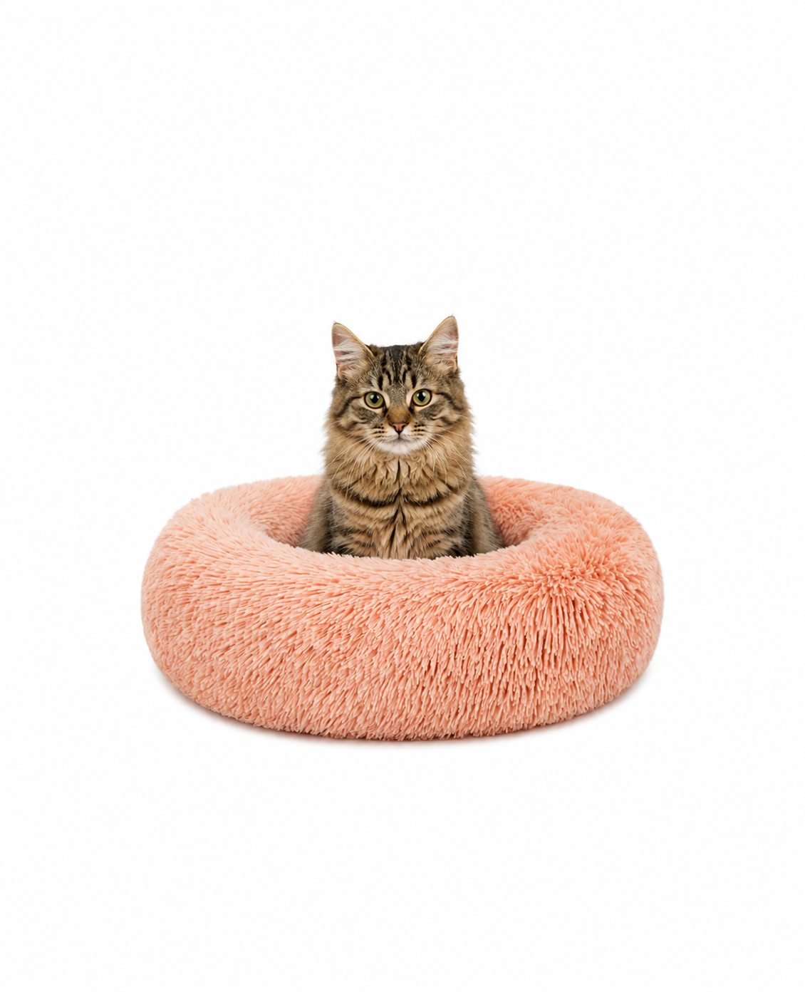 Cama para gatos redonda de felpa con forma de donut