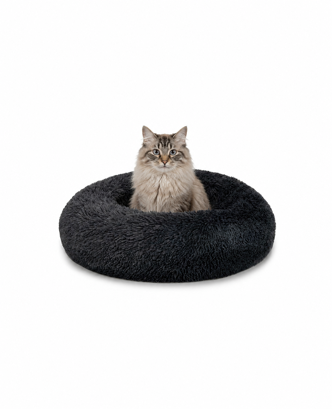 Cama para gatos redonda de felpa con forma de donut