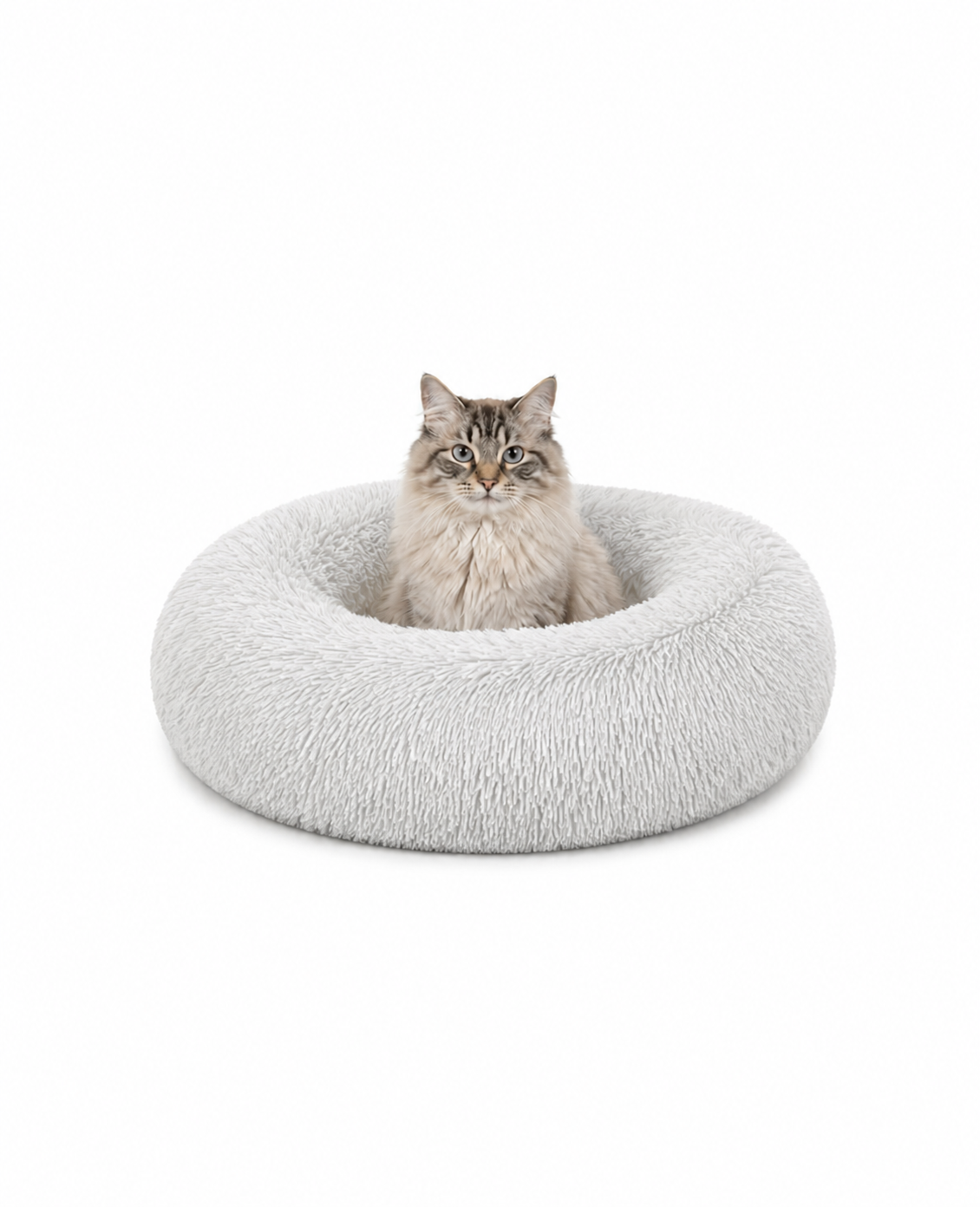 Cama para gatos redonda de felpa con forma de donut
