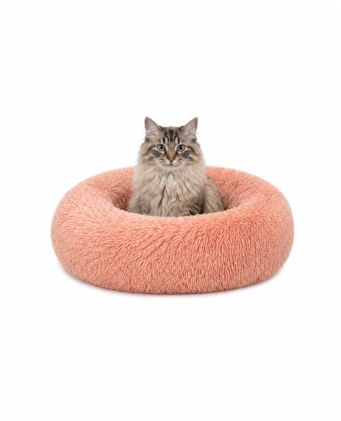 Cama para gatos redonda de felpa con forma de donut