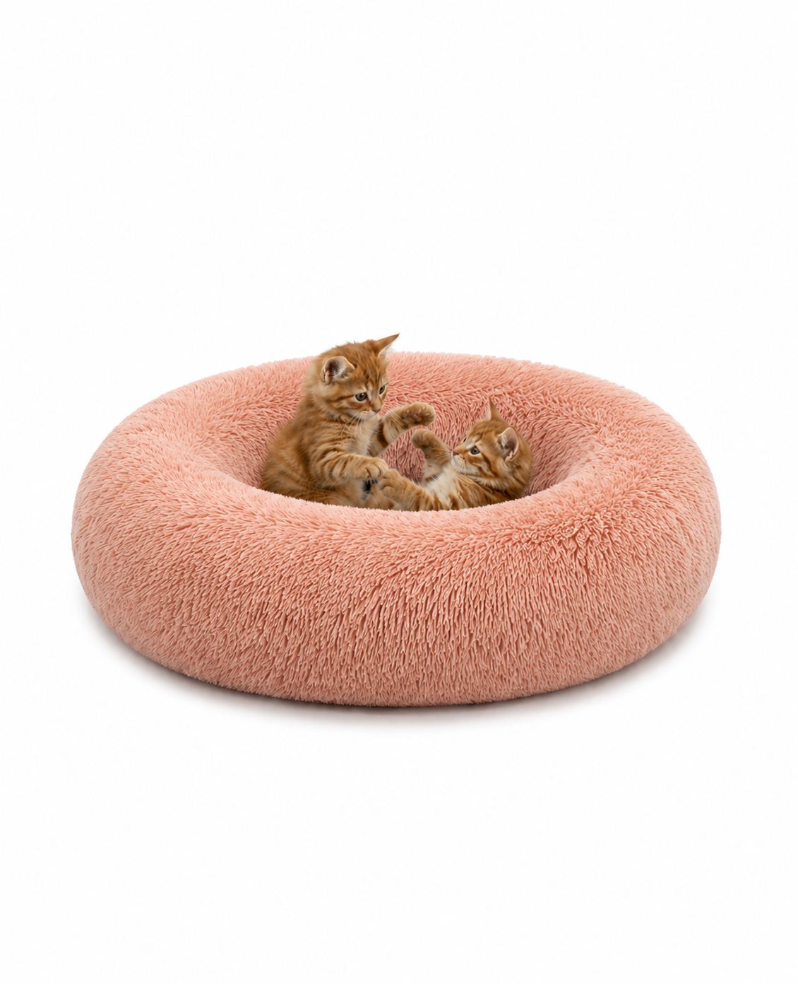 Cama para gatos redonda de felpa con forma de donut