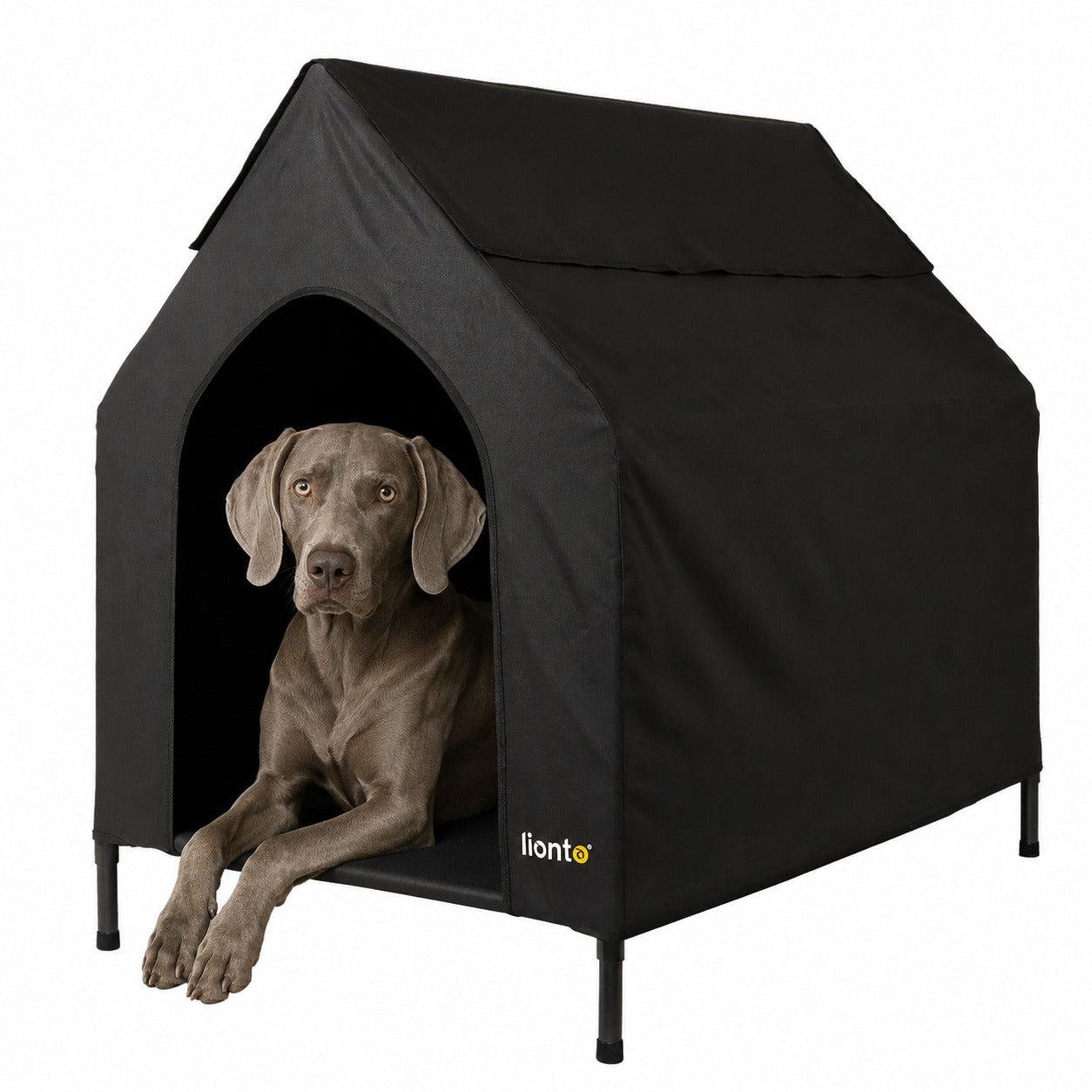 Cama elevada para perros con techo