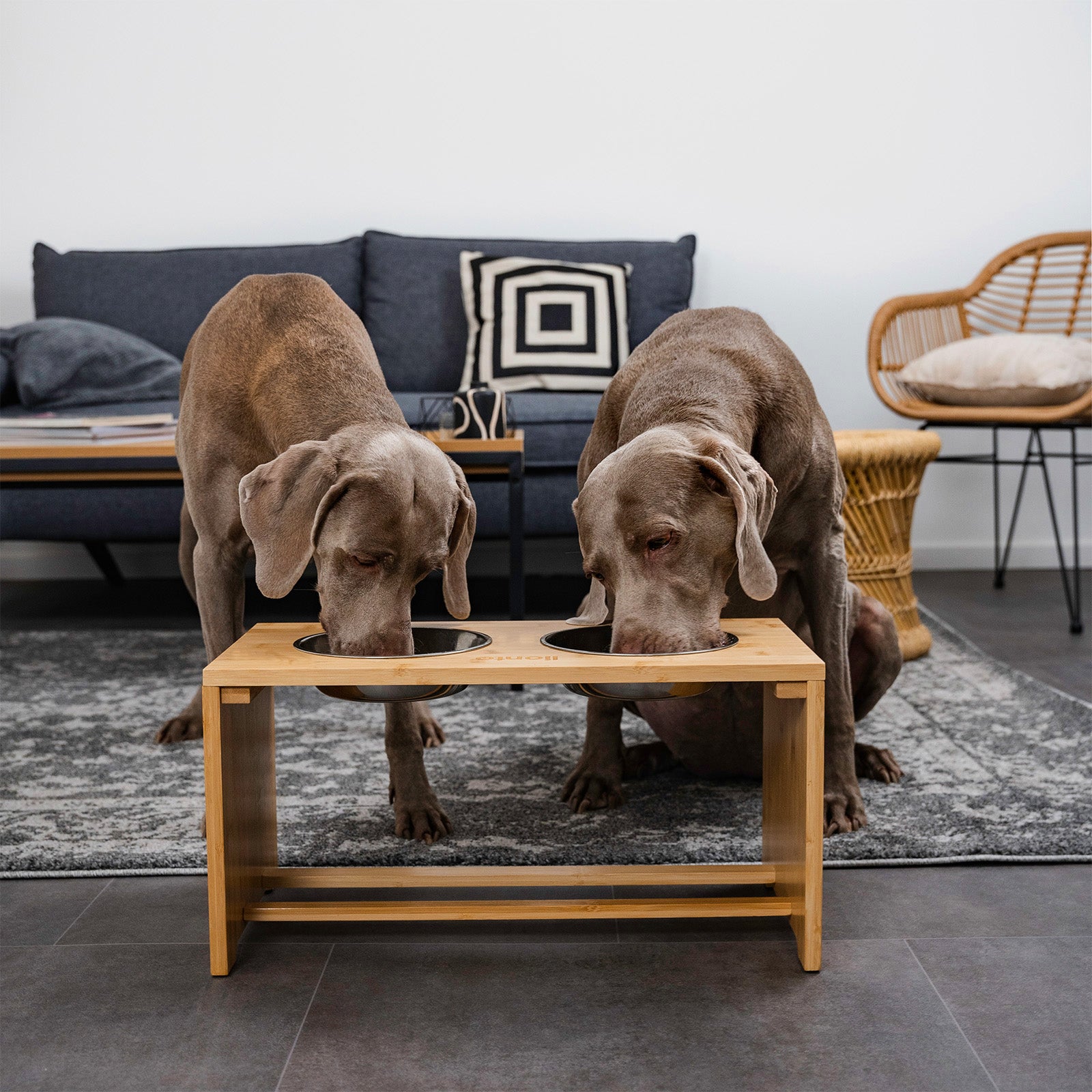 Estación de alimentación de bambú elevada