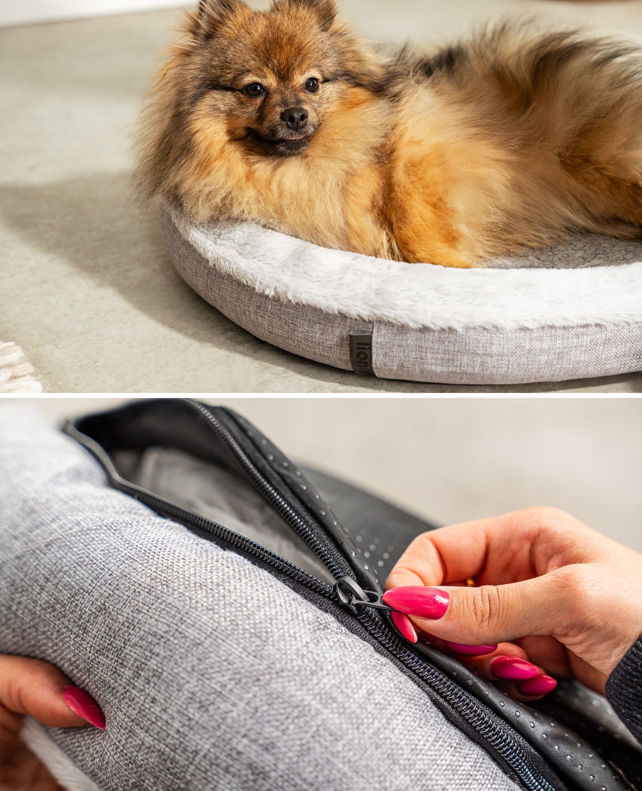 Cama redonda para mascotas, personalizada
