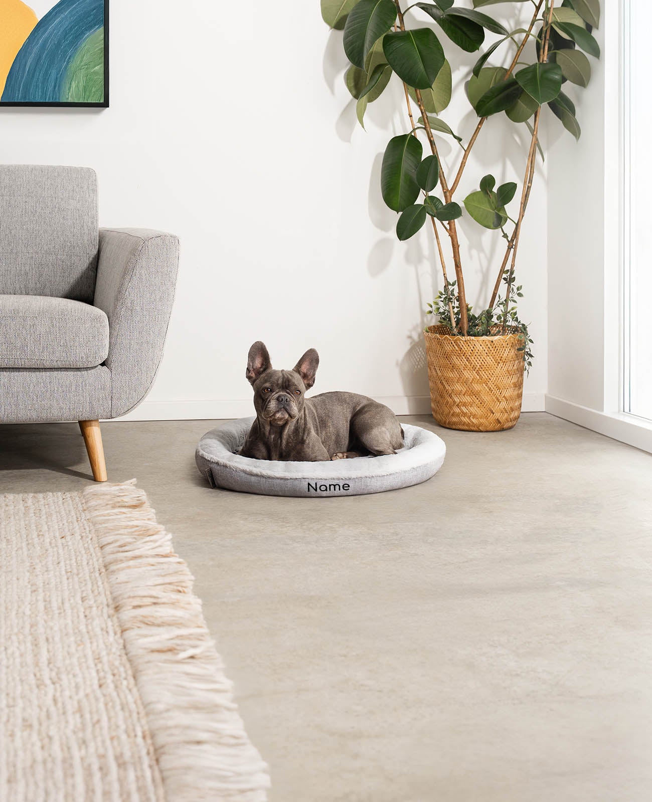 Cama redonda para mascotas, personalizada