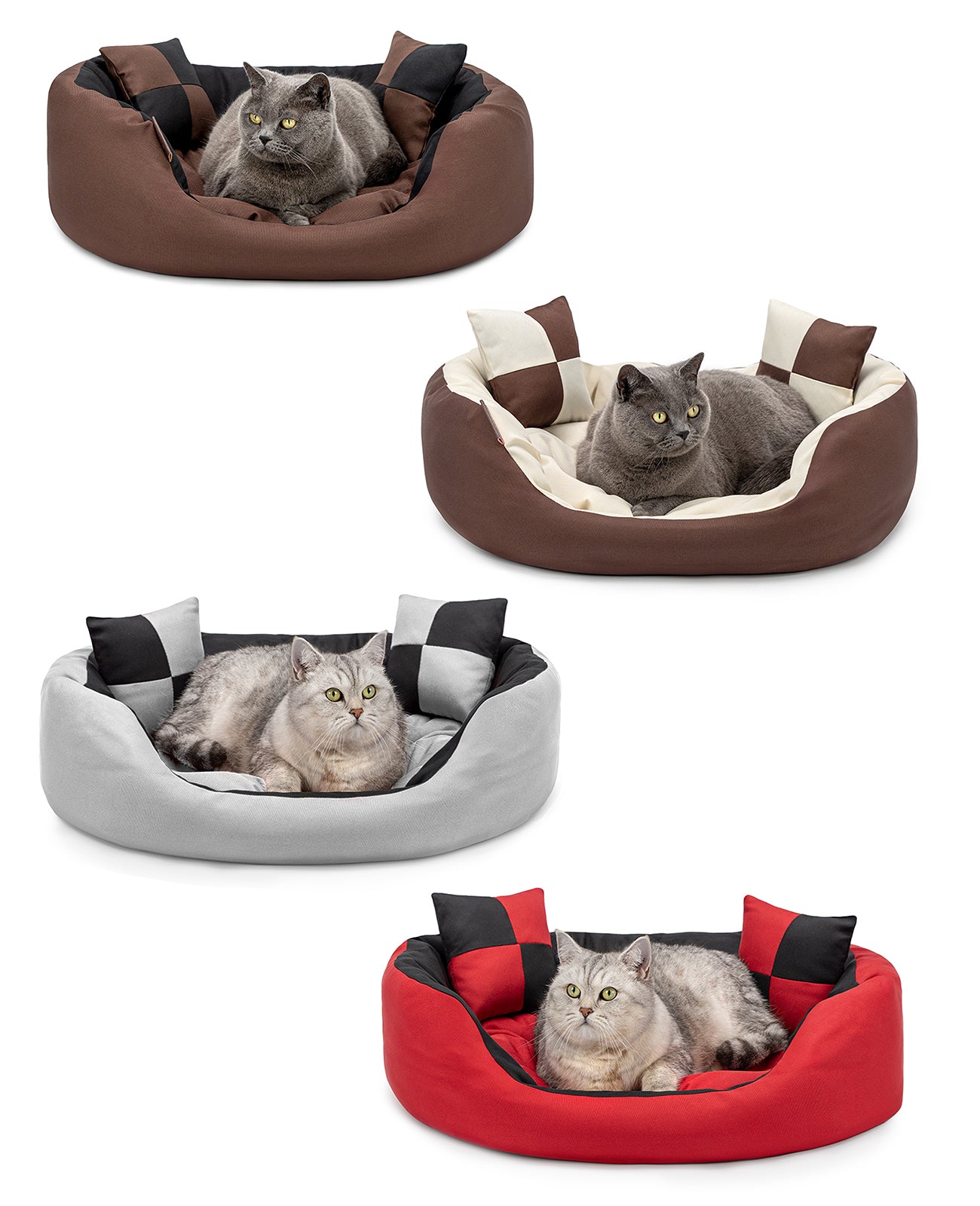 Cama para gatos 4 en 1 con cojín reversible