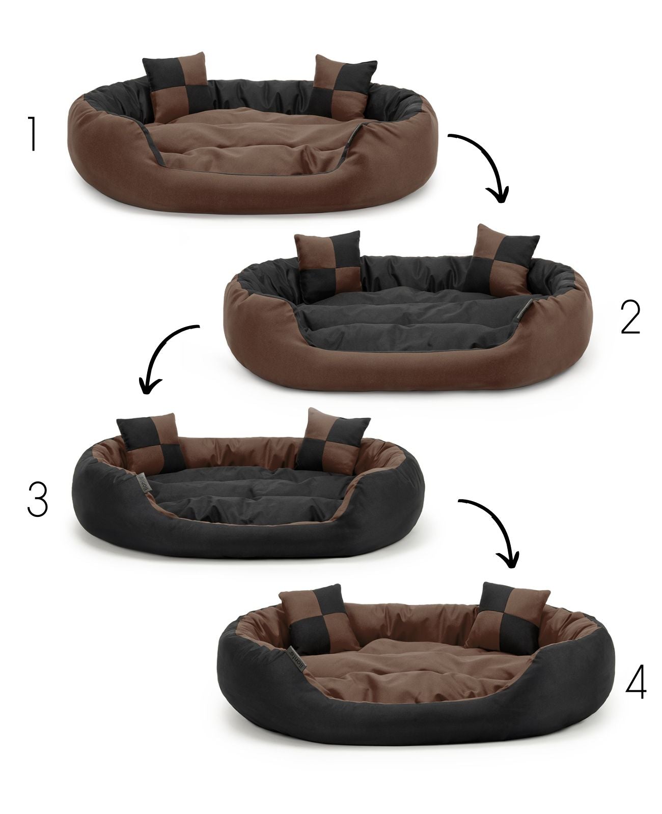 Cama para perros 4 en 1 con cojín reversible