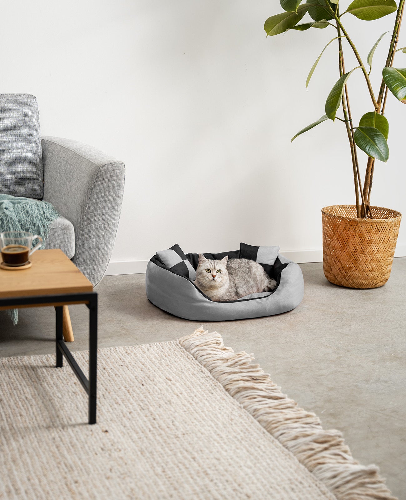 Cama para gatos 4 en 1 con cojín reversible