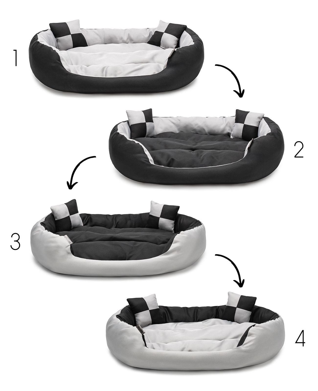 Cama para perros 4 en 1 con cojín reversible