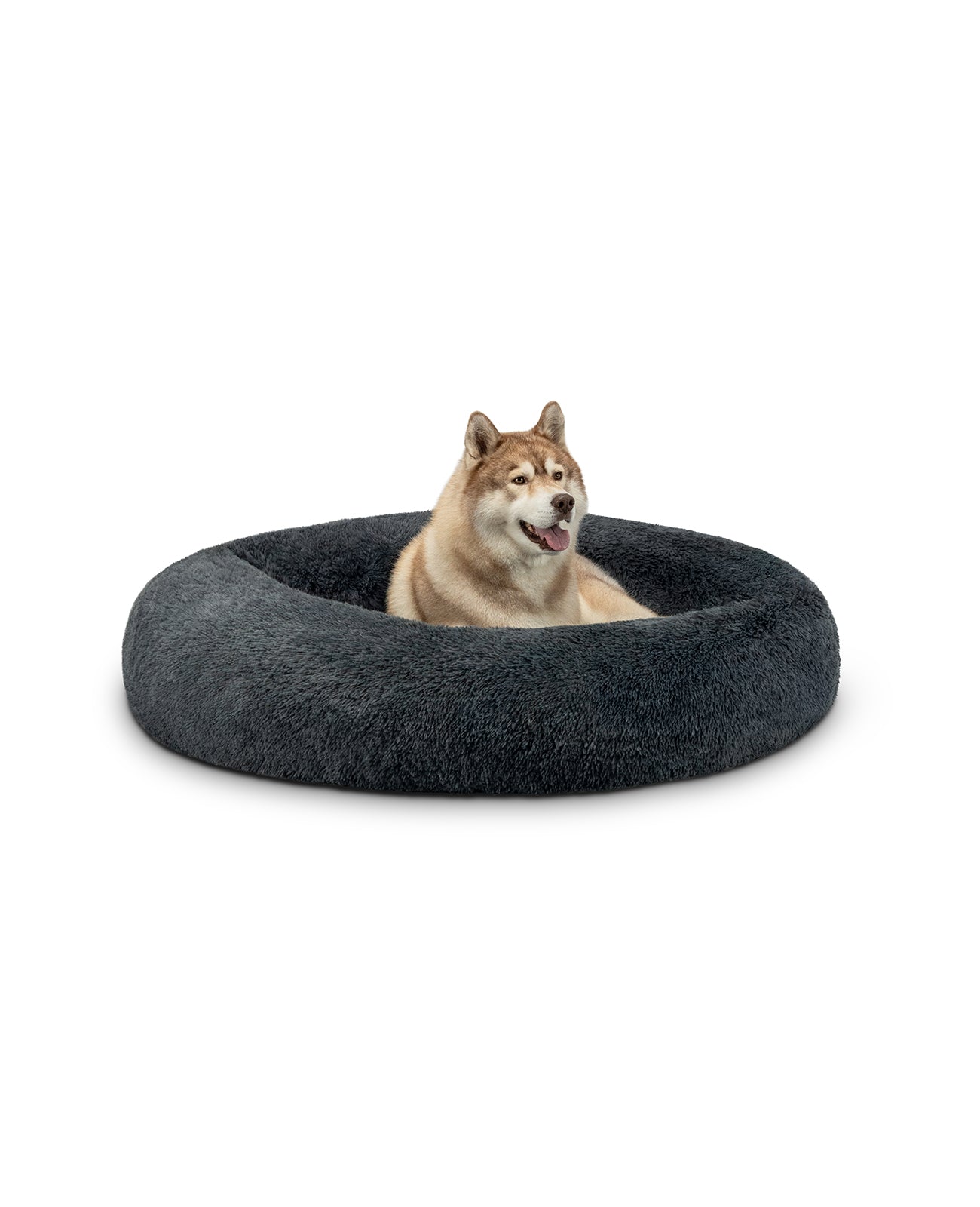 Cama para perros redonda de felpa con forma de donut