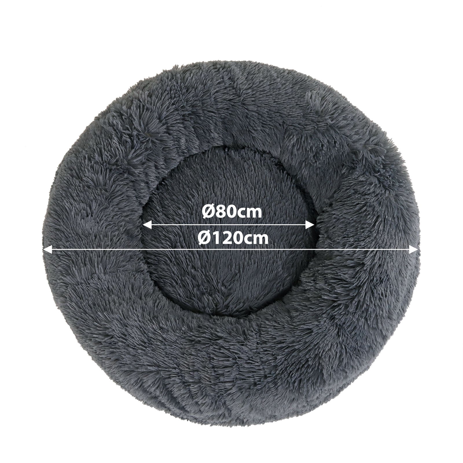 Cama para perros redonda de felpa con forma de donut