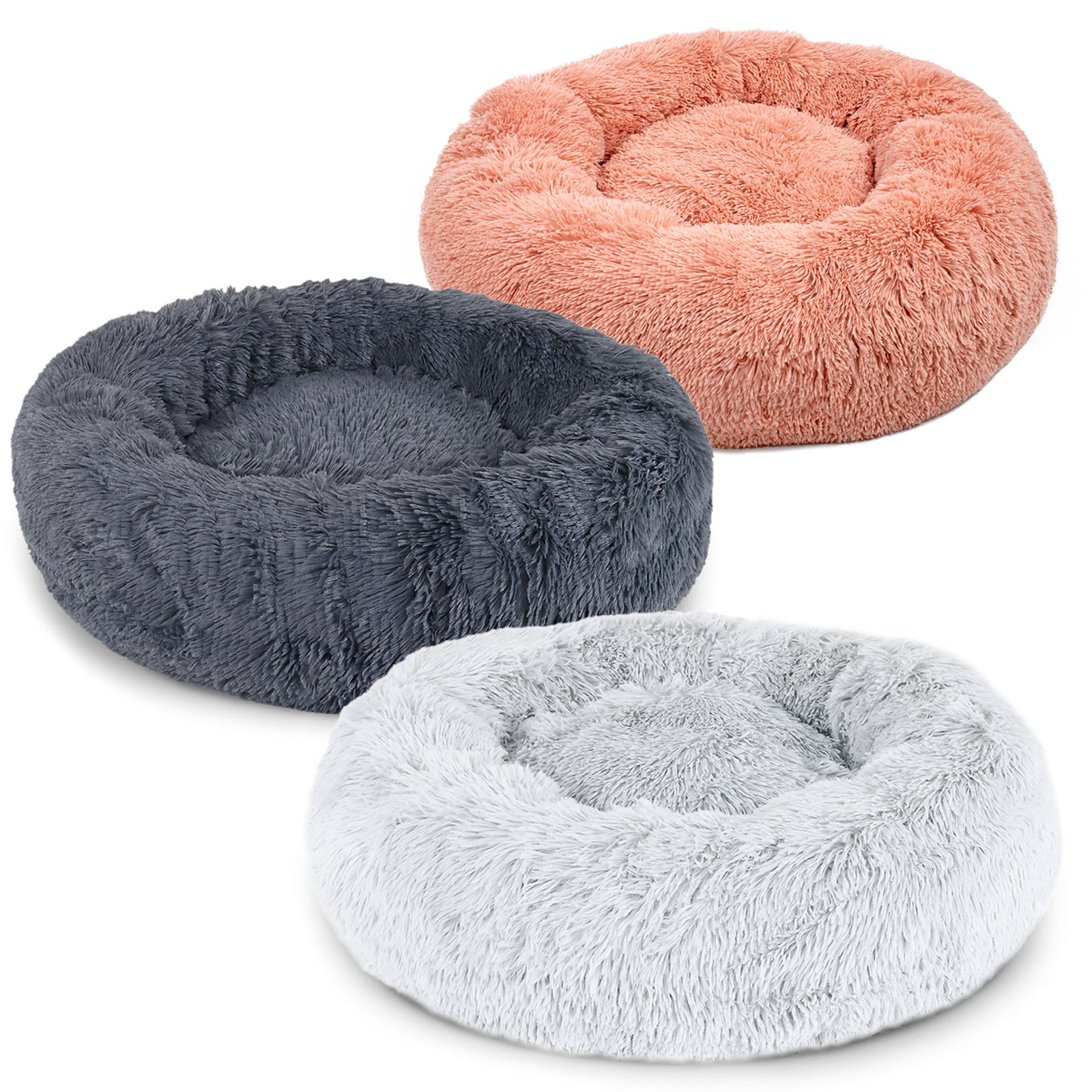 Cama para gatos redonda de felpa con forma de donut