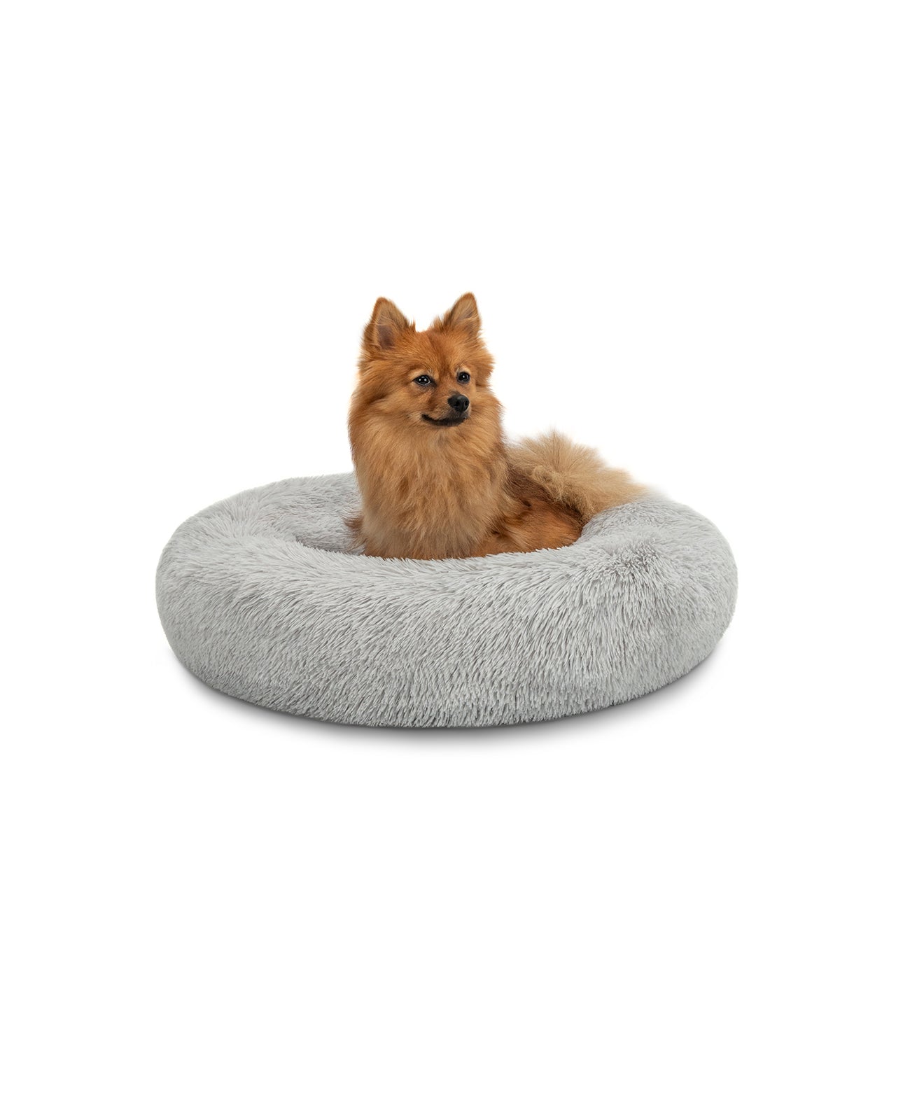 Cama para perros redonda de felpa con forma de donut