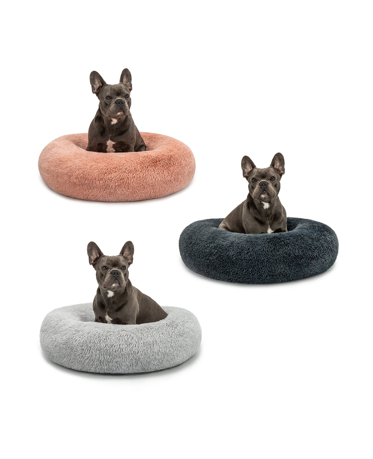 Cama para perros redonda de felpa con forma de donut