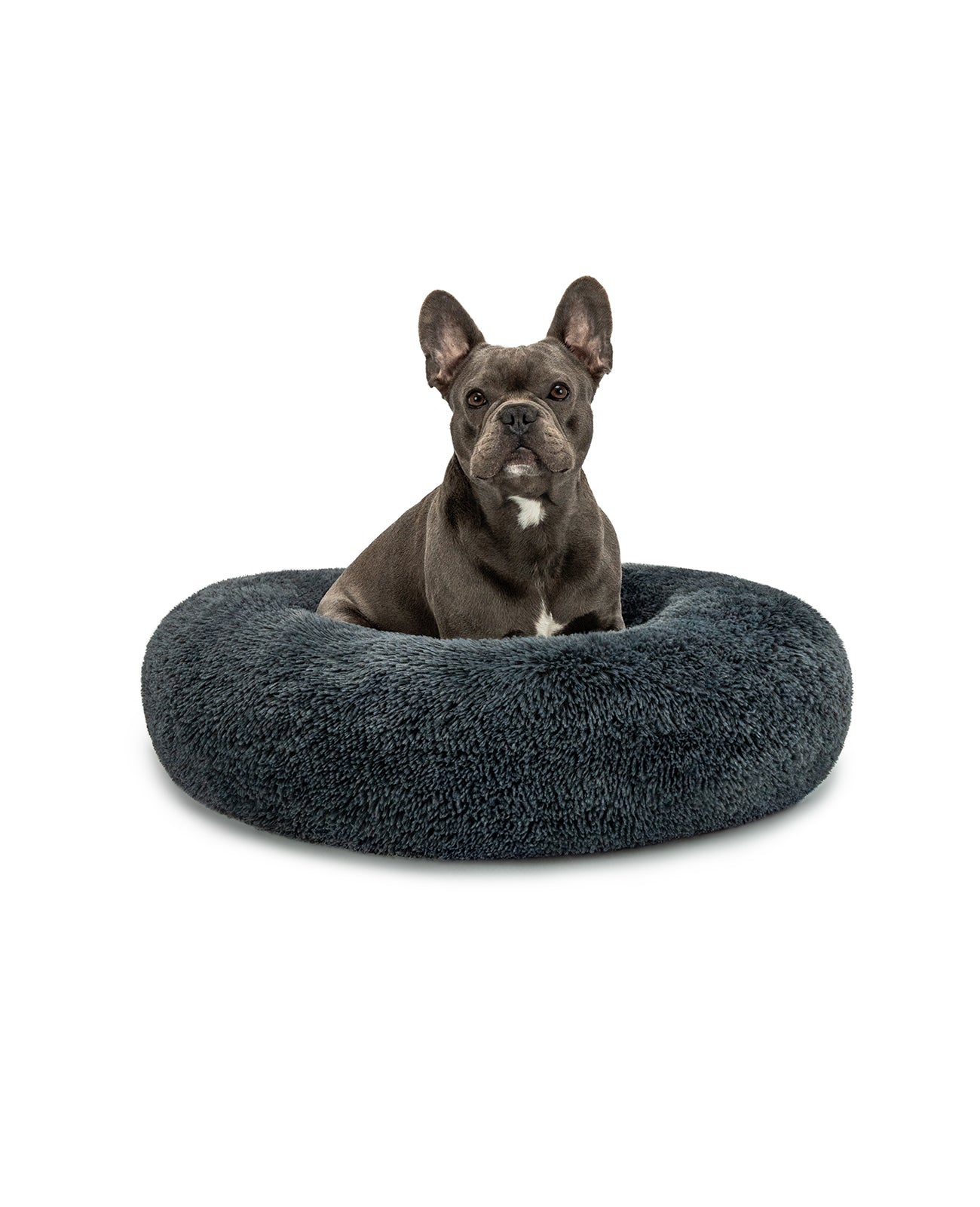 Cama para perros redonda de felpa con forma de donut