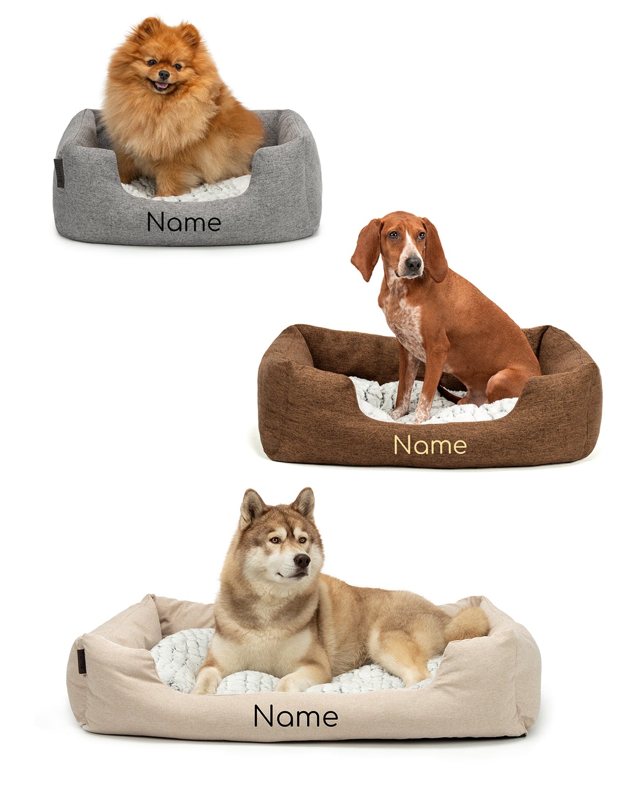 Cama para mascotas con almohada de peluche, personalizada