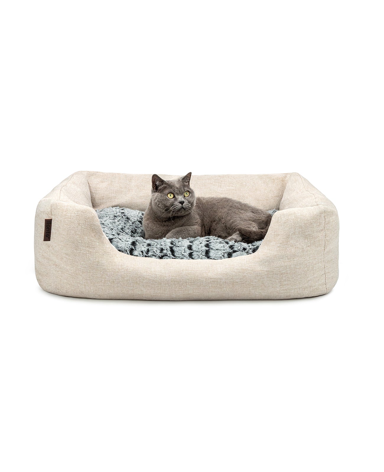 Cama para gatos con cojín reversible y tejido exterior moteado