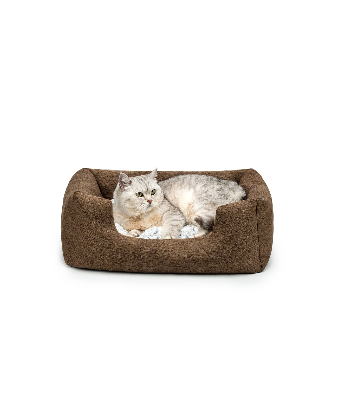 Cama para gatos con cojín reversible y tejido exterior moteado