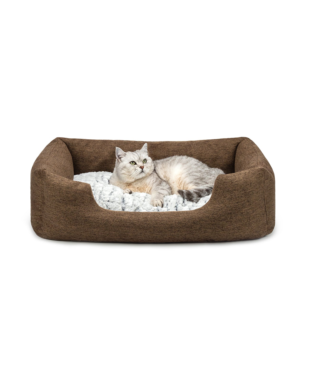 Cama para gatos con cojín reversible y tejido exterior moteado