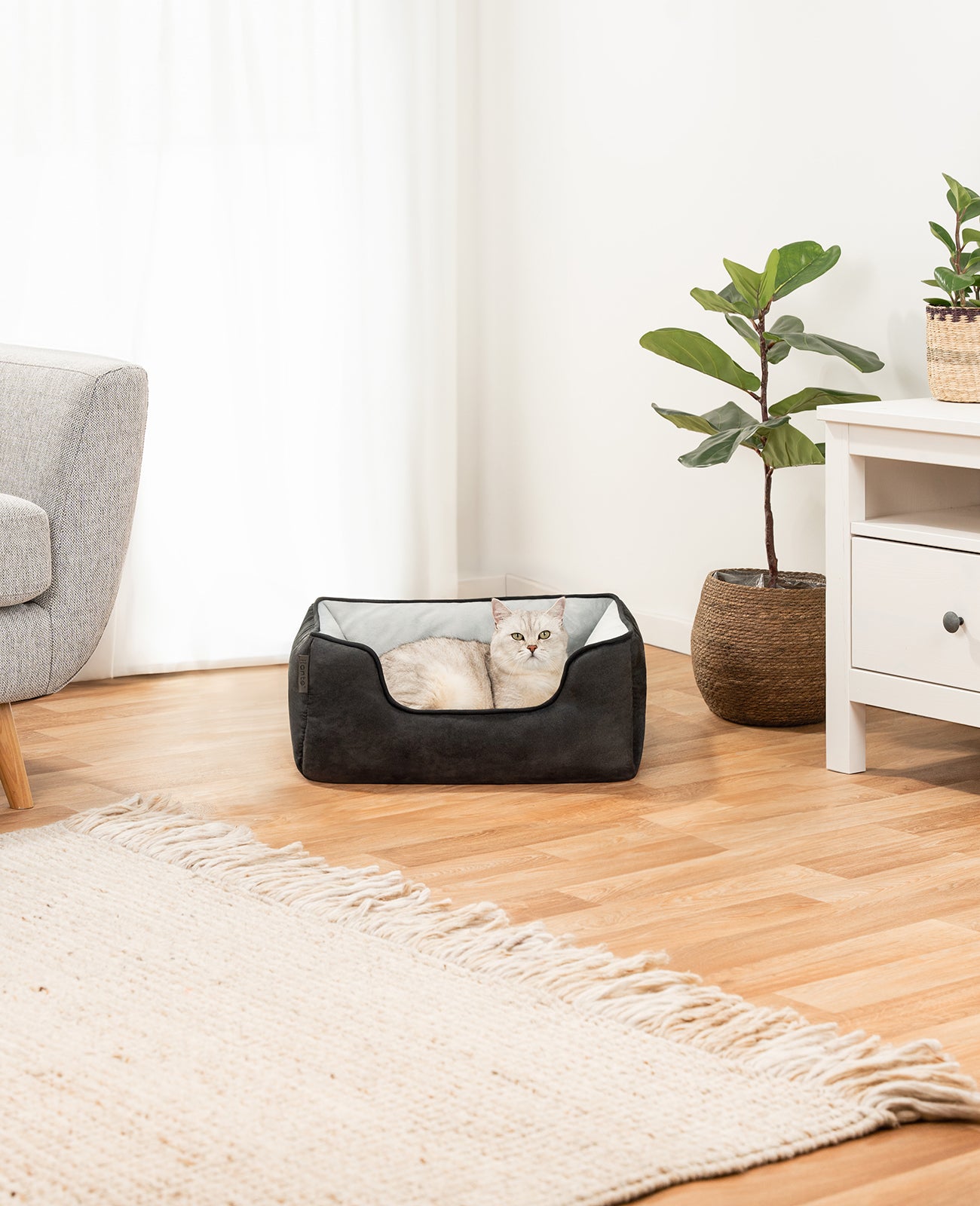 Cama para gatos 2 en 1 con aspecto de ante