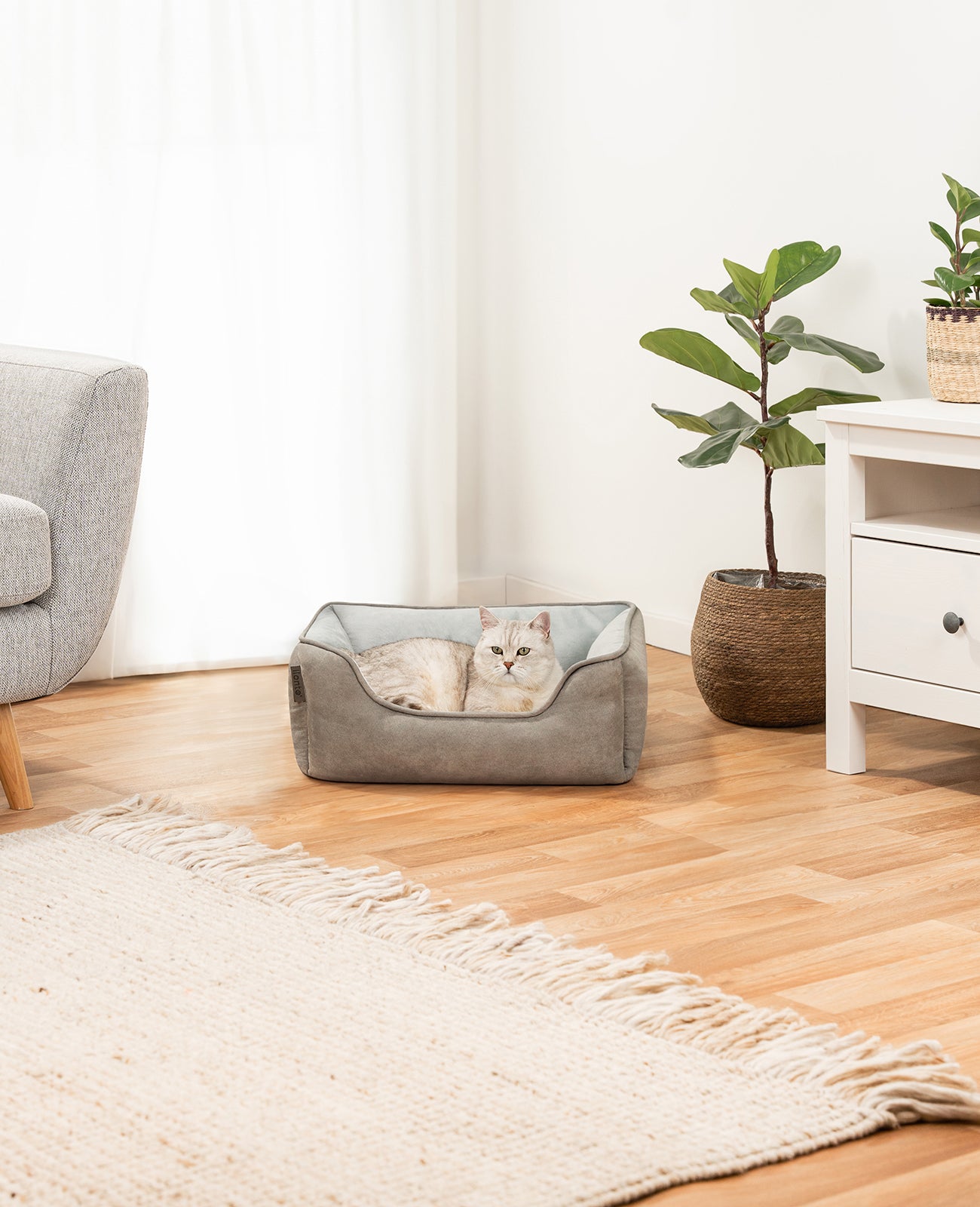 Cama para gatos 2 en 1 con aspecto de ante