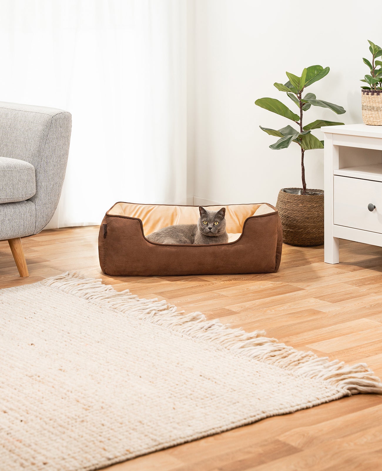 Cama para gatos 2 en 1 con aspecto de ante