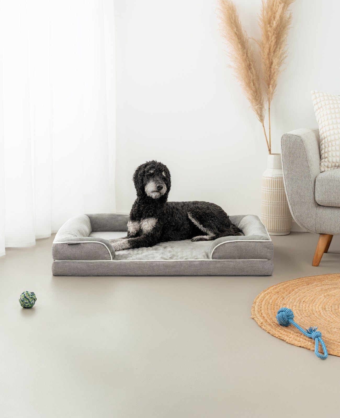 lionto Cama ortopédica para perros, borde elevado, antideslizante, varios tallas