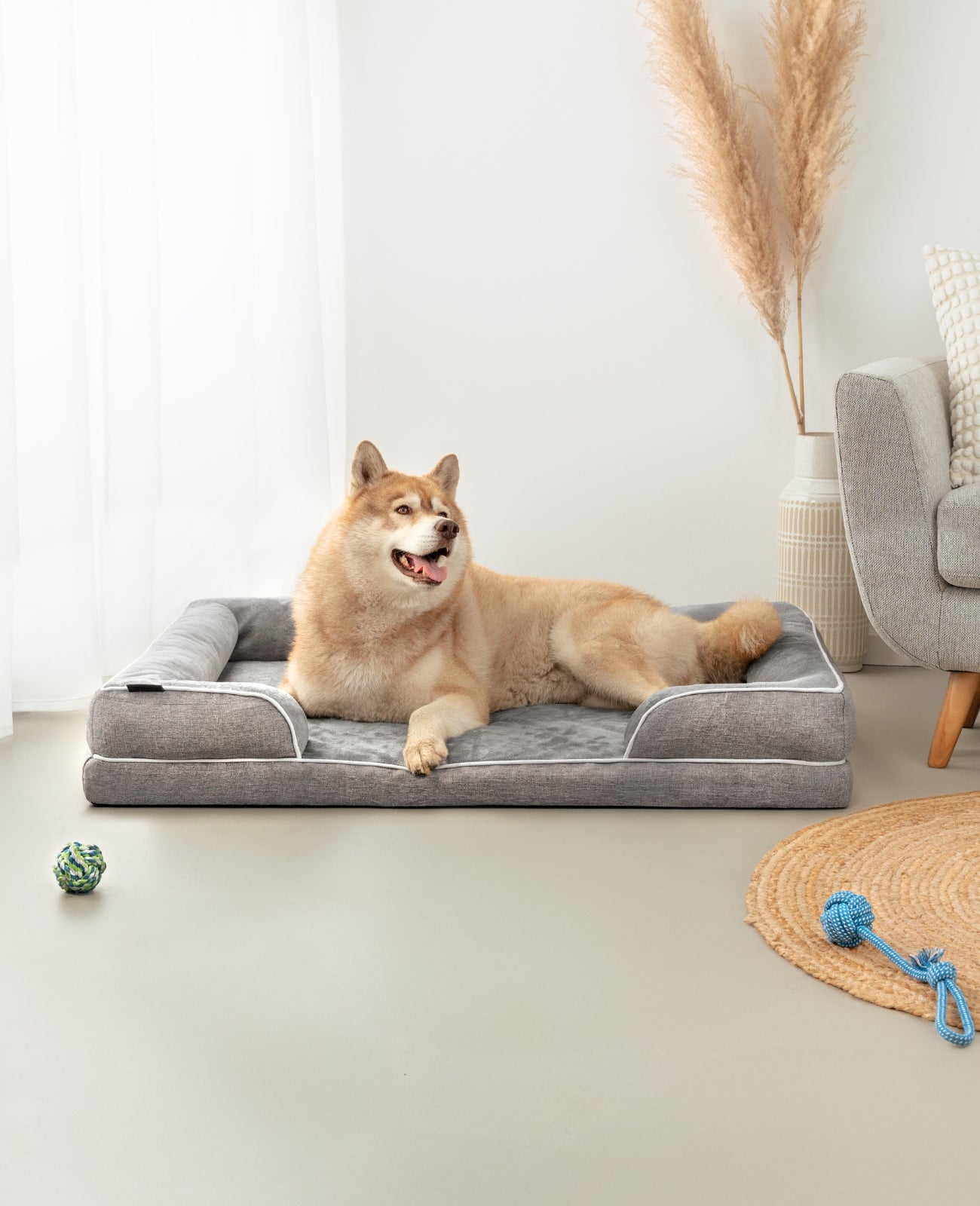lionto Cama ortopédica para perros, borde elevado, antideslizante, varios tallas