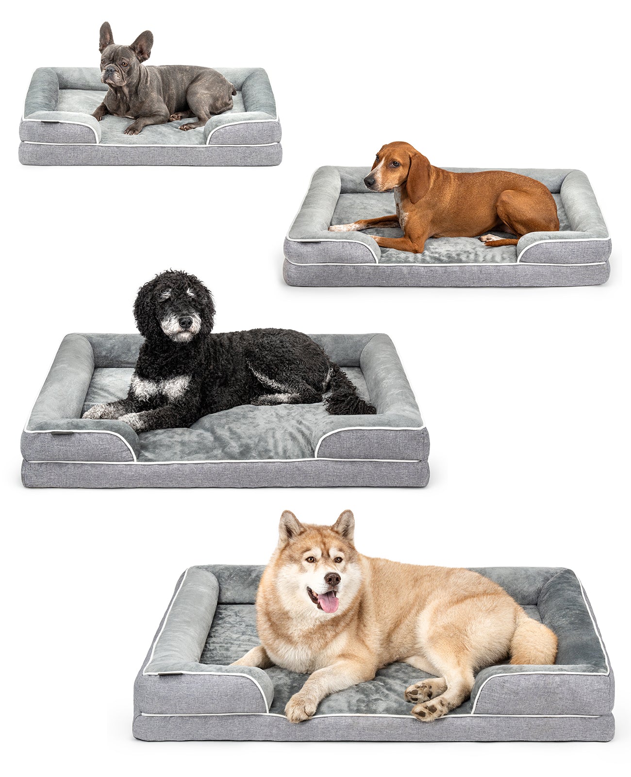 Cama ortopédica para perros con borde elevado y antideslizante