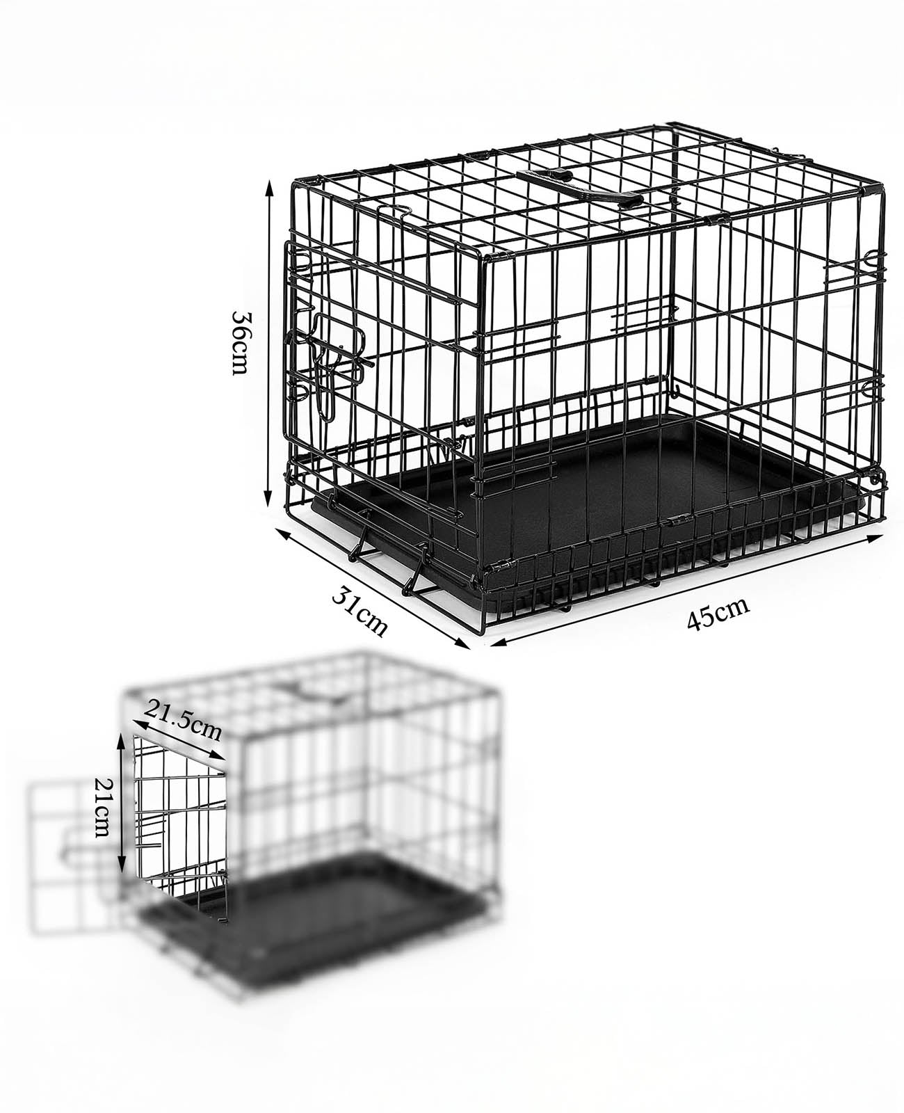 Jaula de transporte para perros con bandeja base