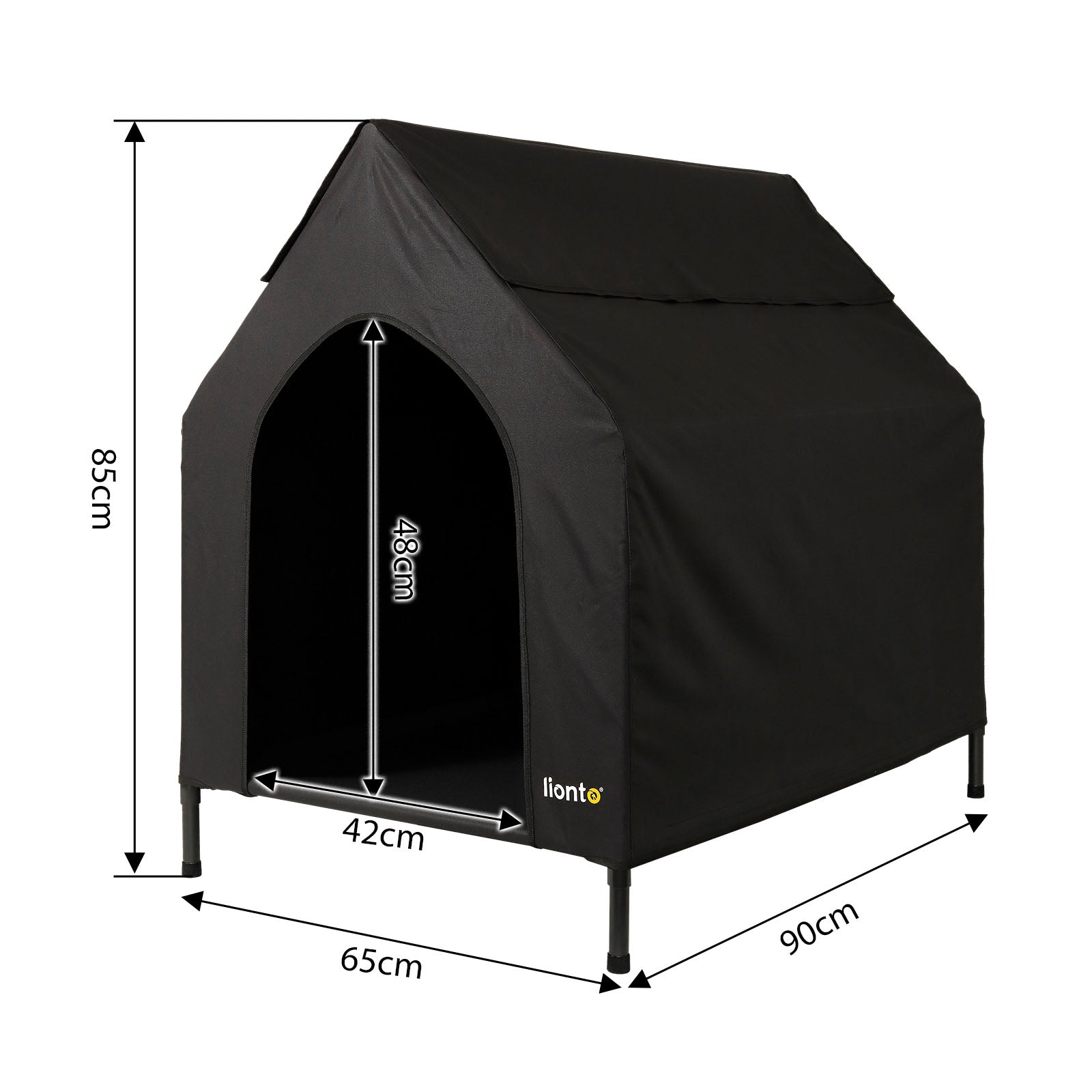 Cama elevada para perros con techo