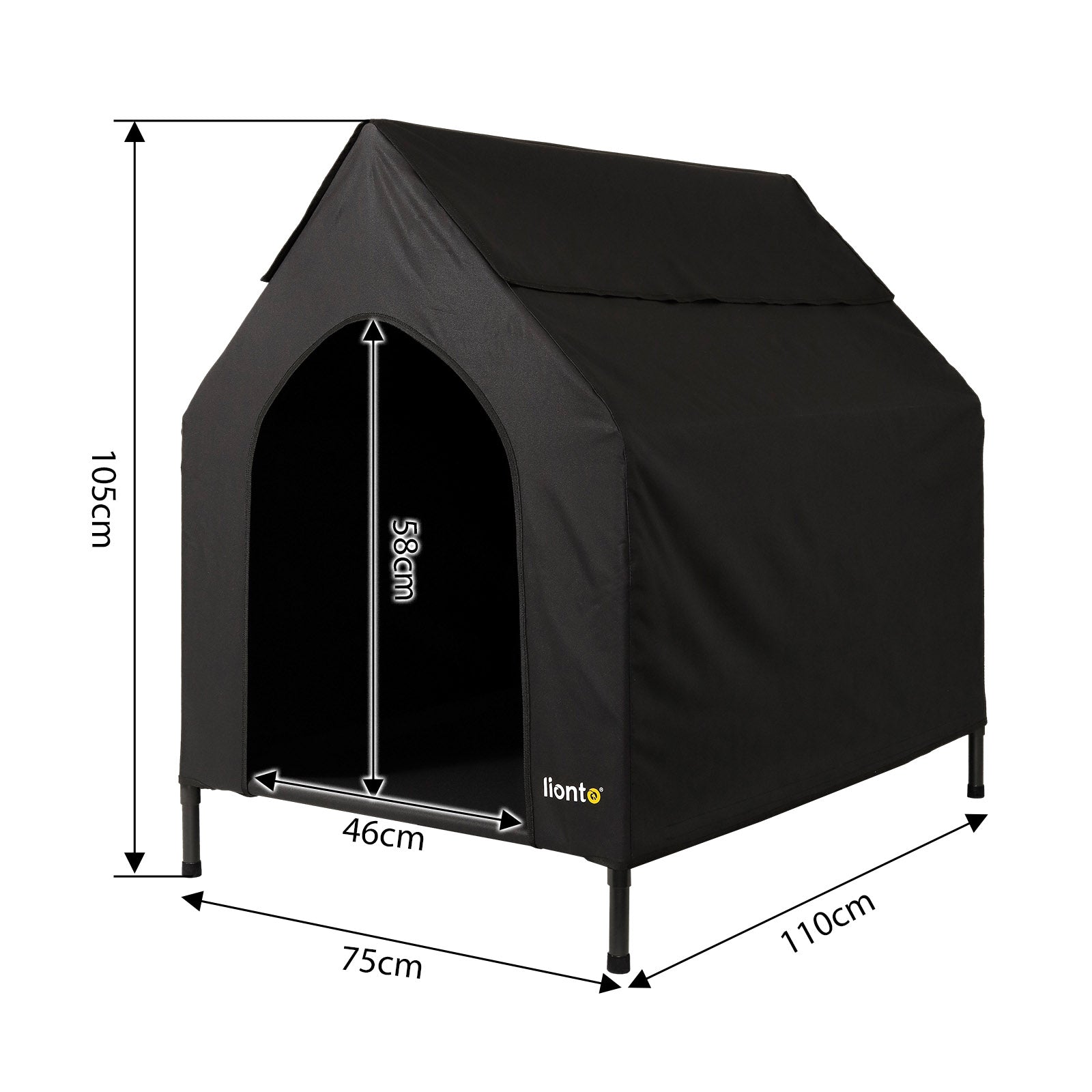 Cama elevada para perros con techo