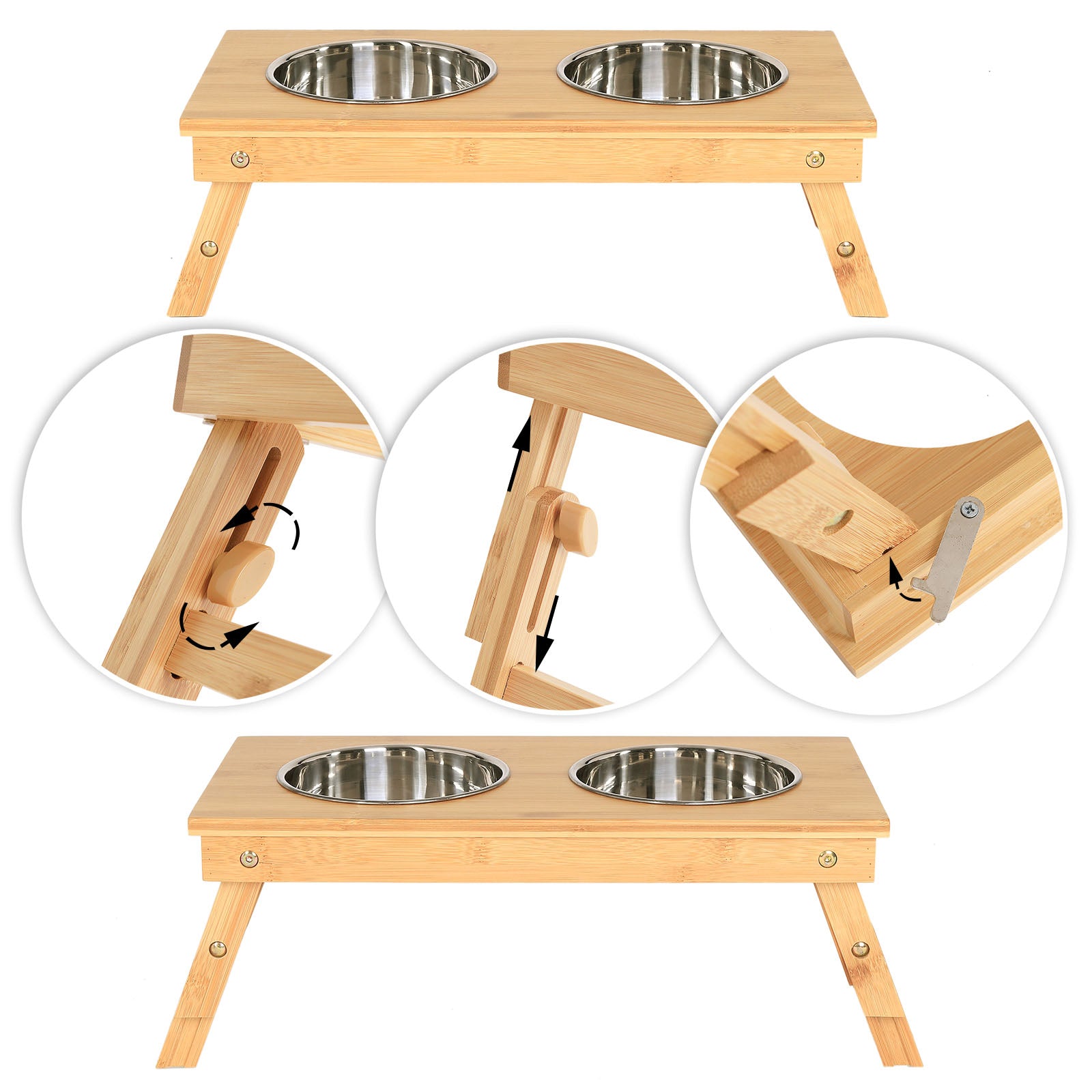 Comedero de bambú para gatos