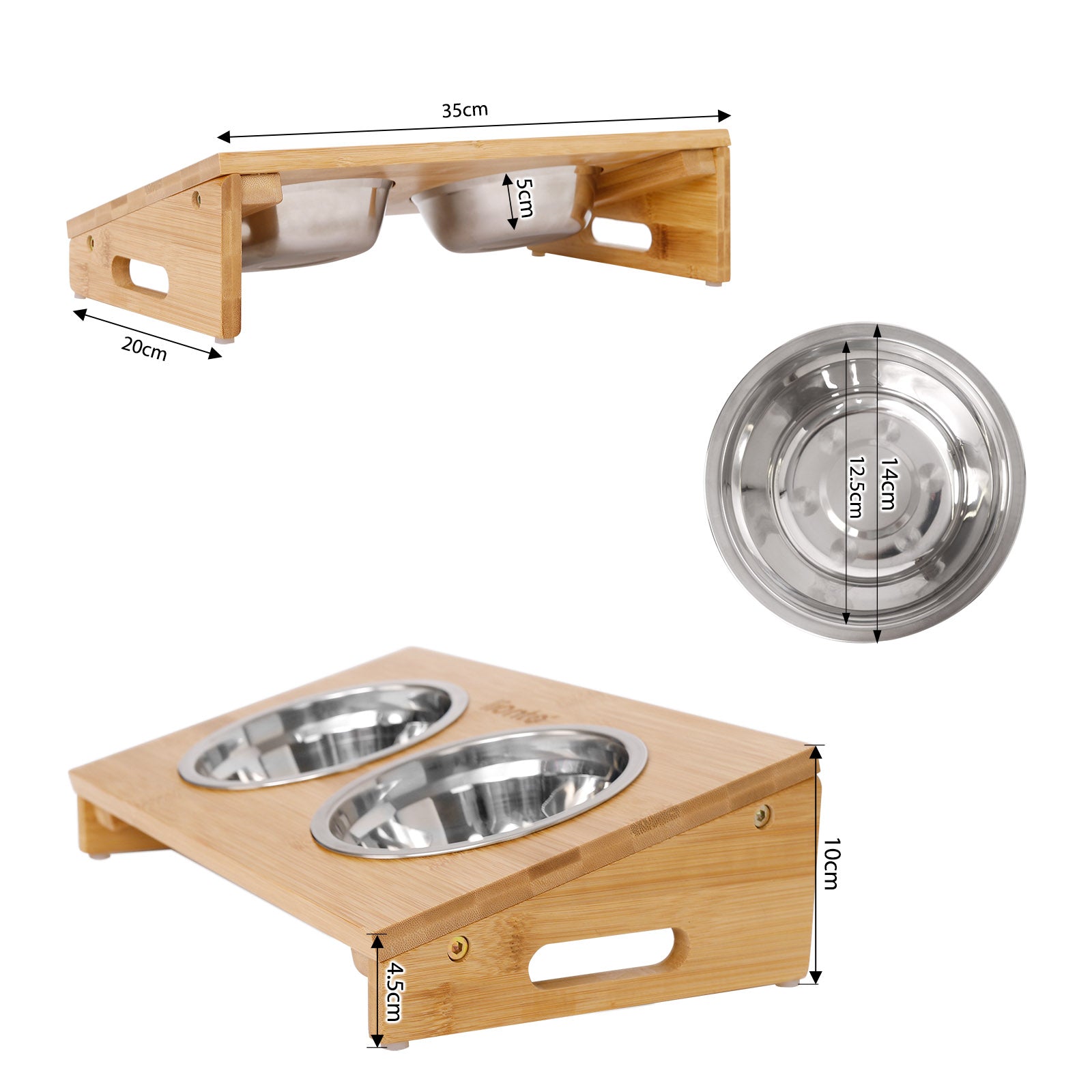 Cuenco elevado para gatos con estructura de bambú