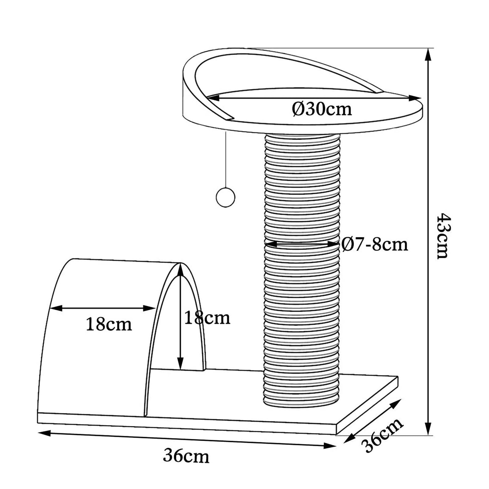 Poste rascador para gatos altura 43 cm