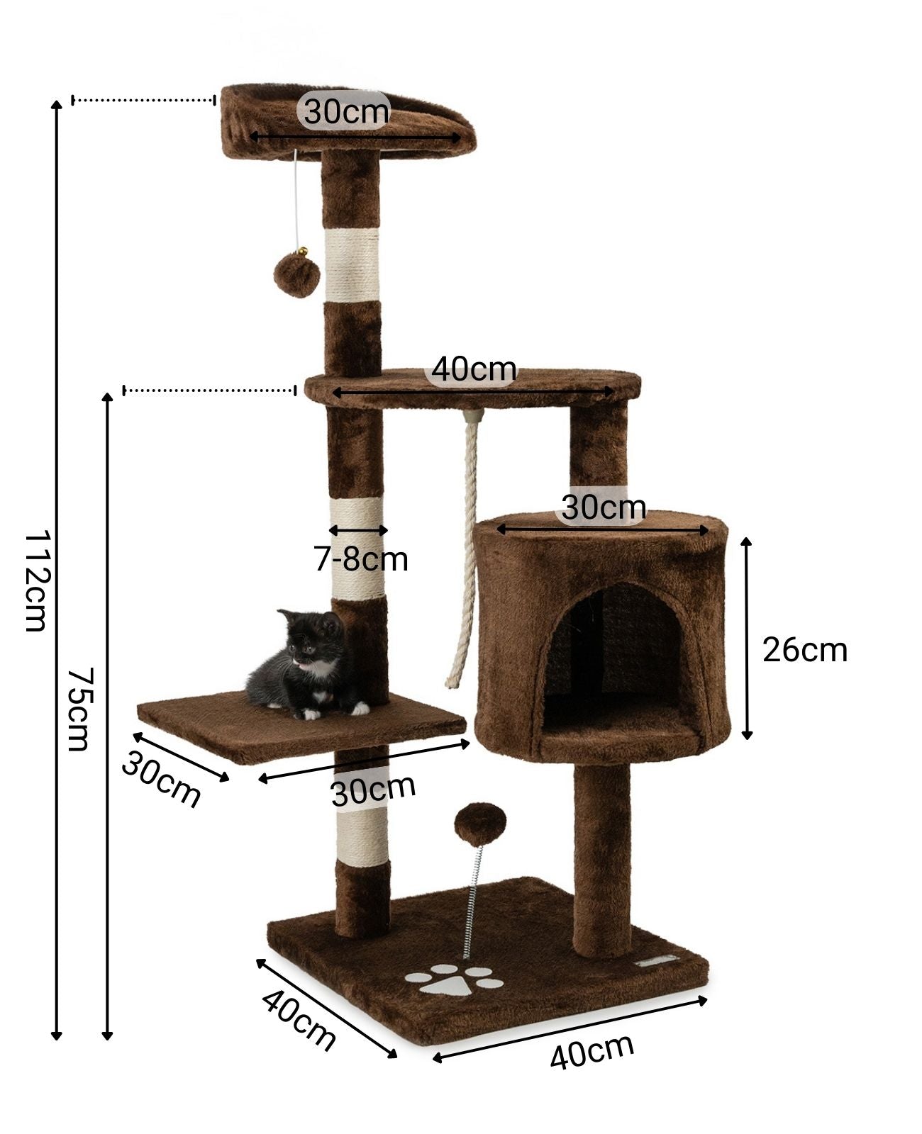 Altura del árbol para gatos 112 cm