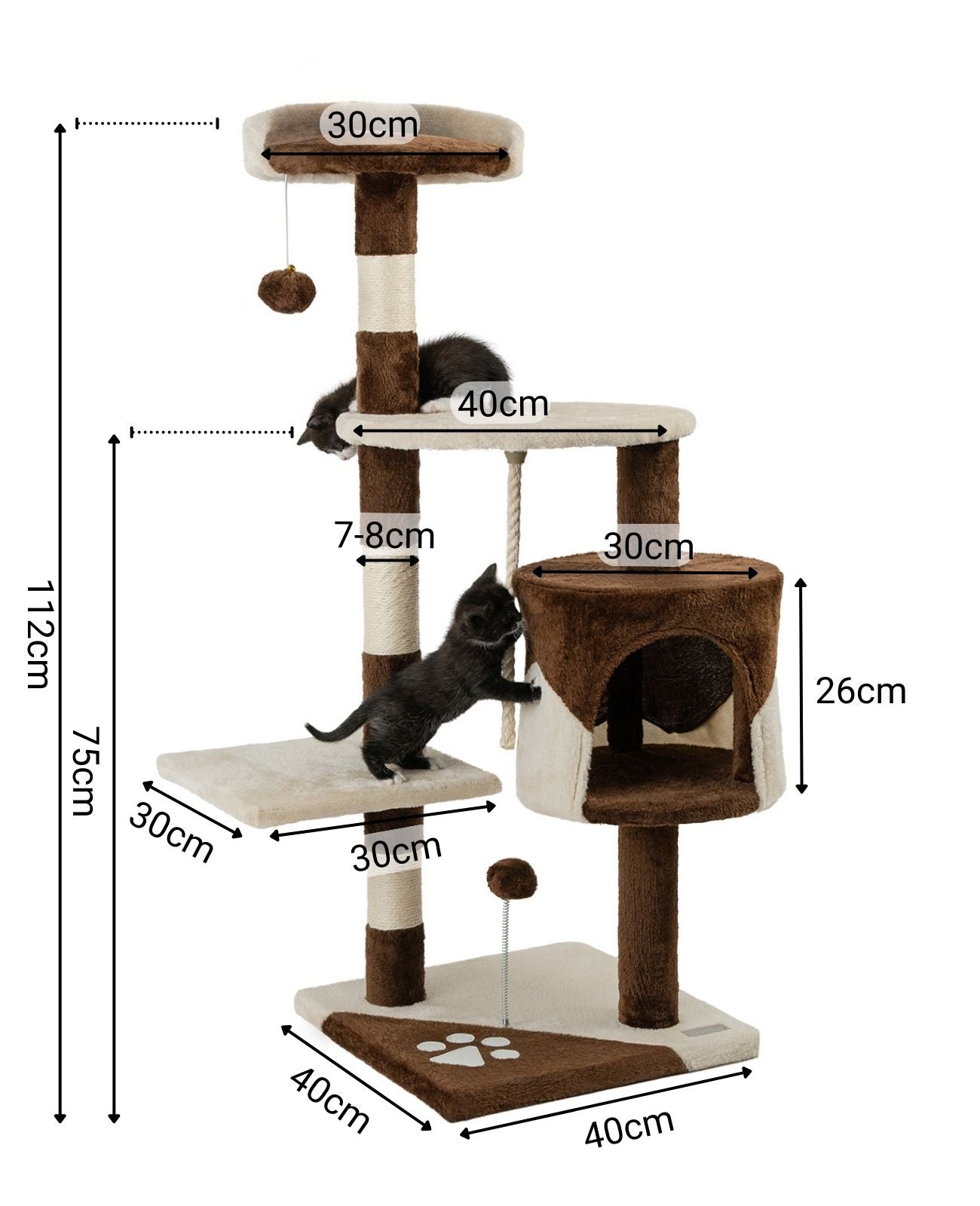 Altura del árbol para gatos 112 cm