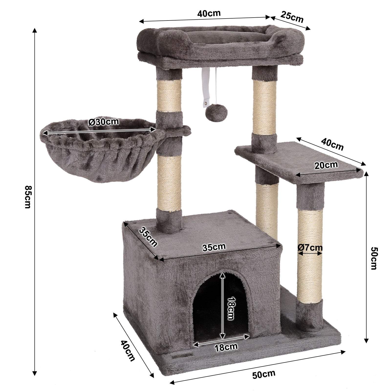 Poste rascador para gatos altura 85 cm