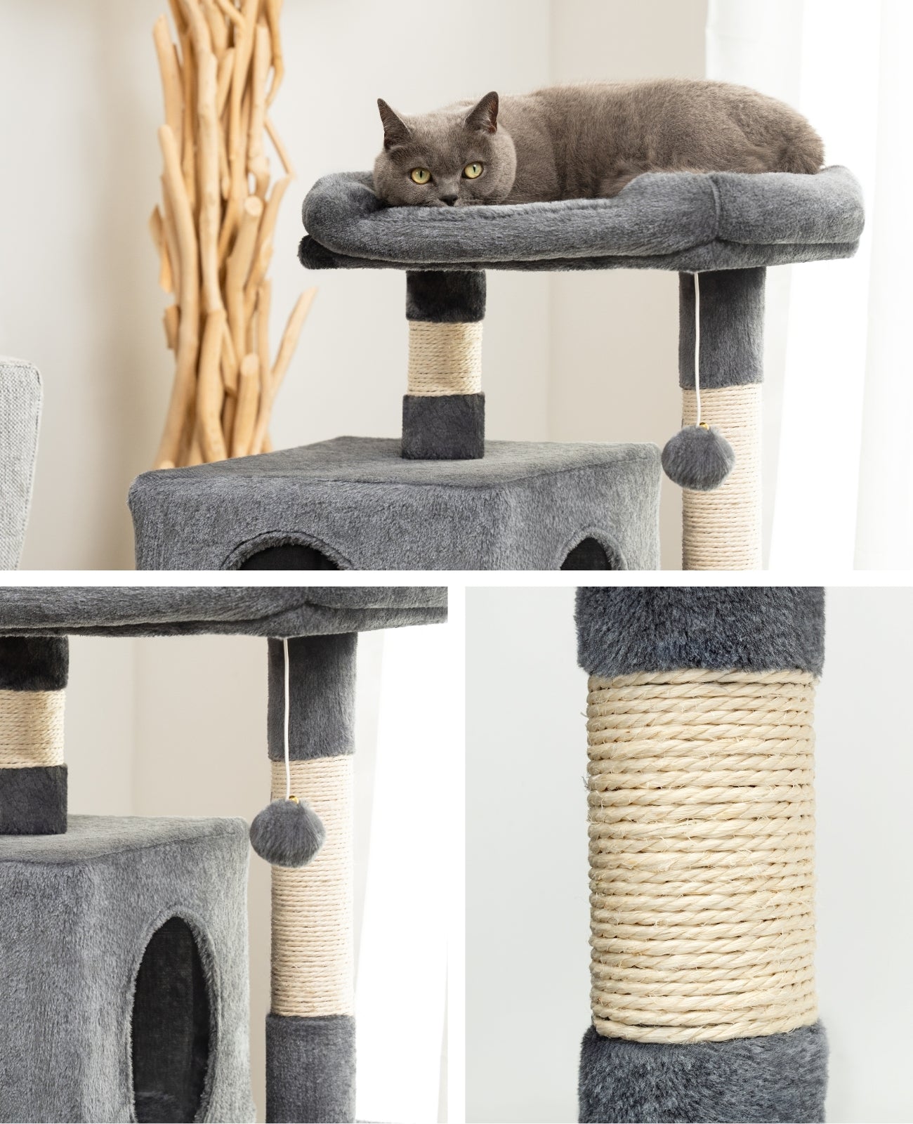 Poste rascador para gatos, 80 cm