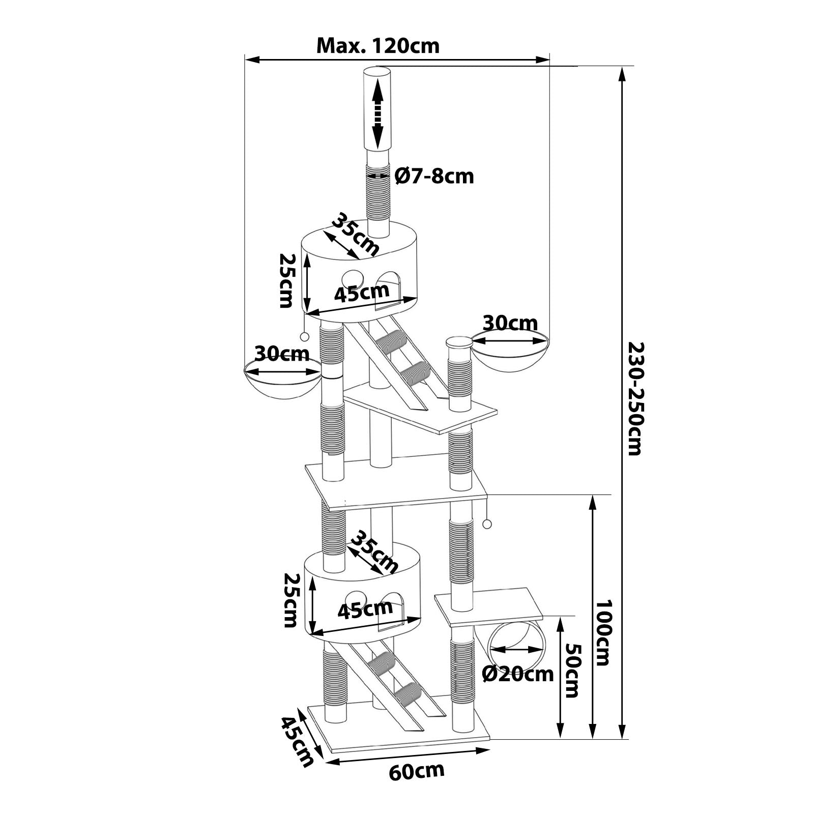Árbol para gatos XXL de altura regulable