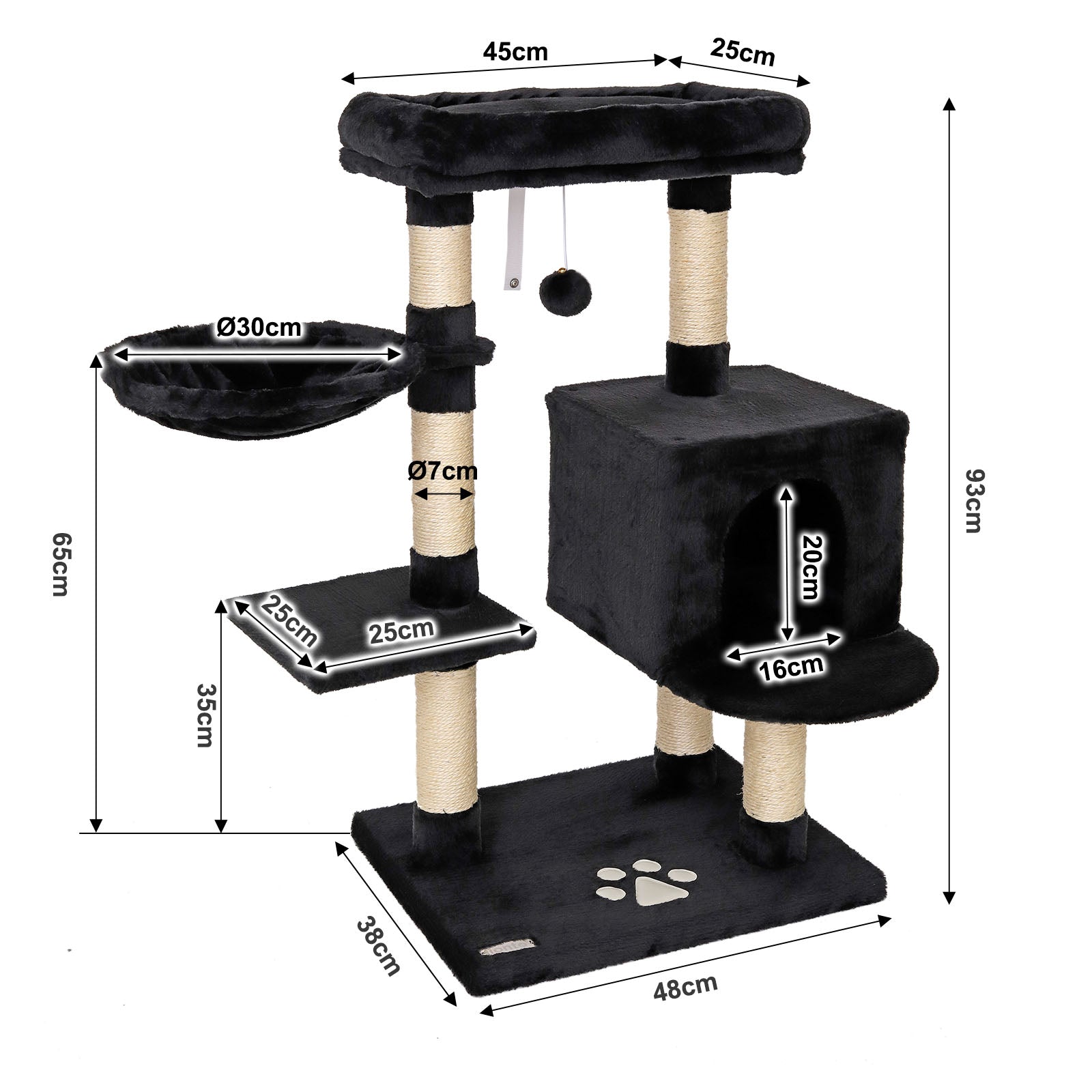 Poste rascador para gatos altura 93 cm