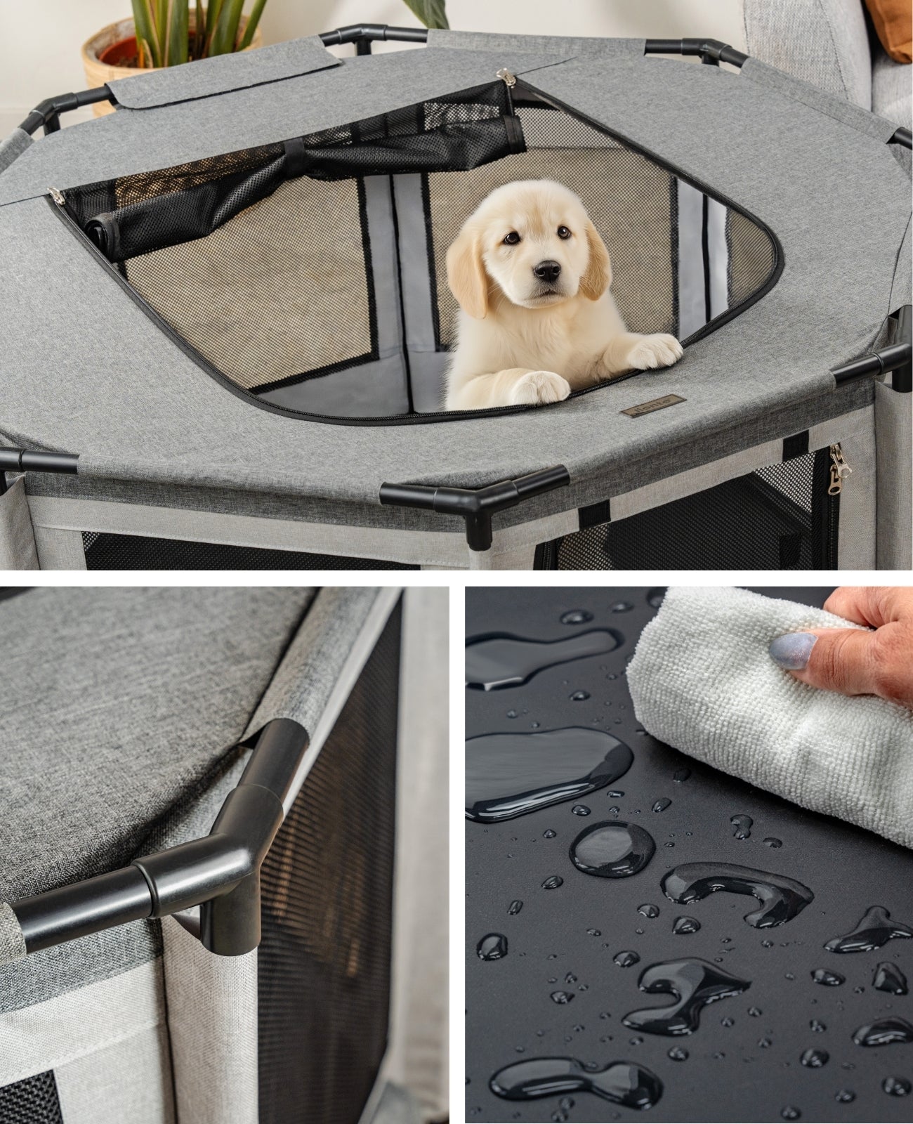 lionto Parque para perros tela Oxford y malla transpirable, varios tamaños