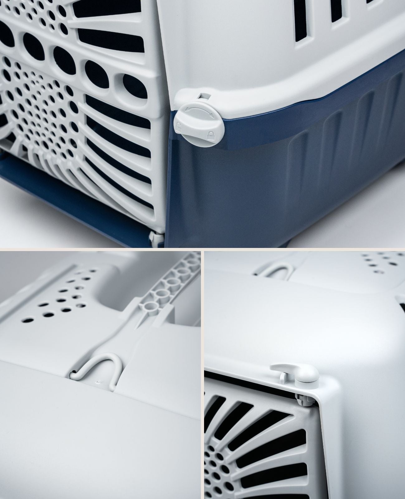Caja de transporte para perros de plástico.