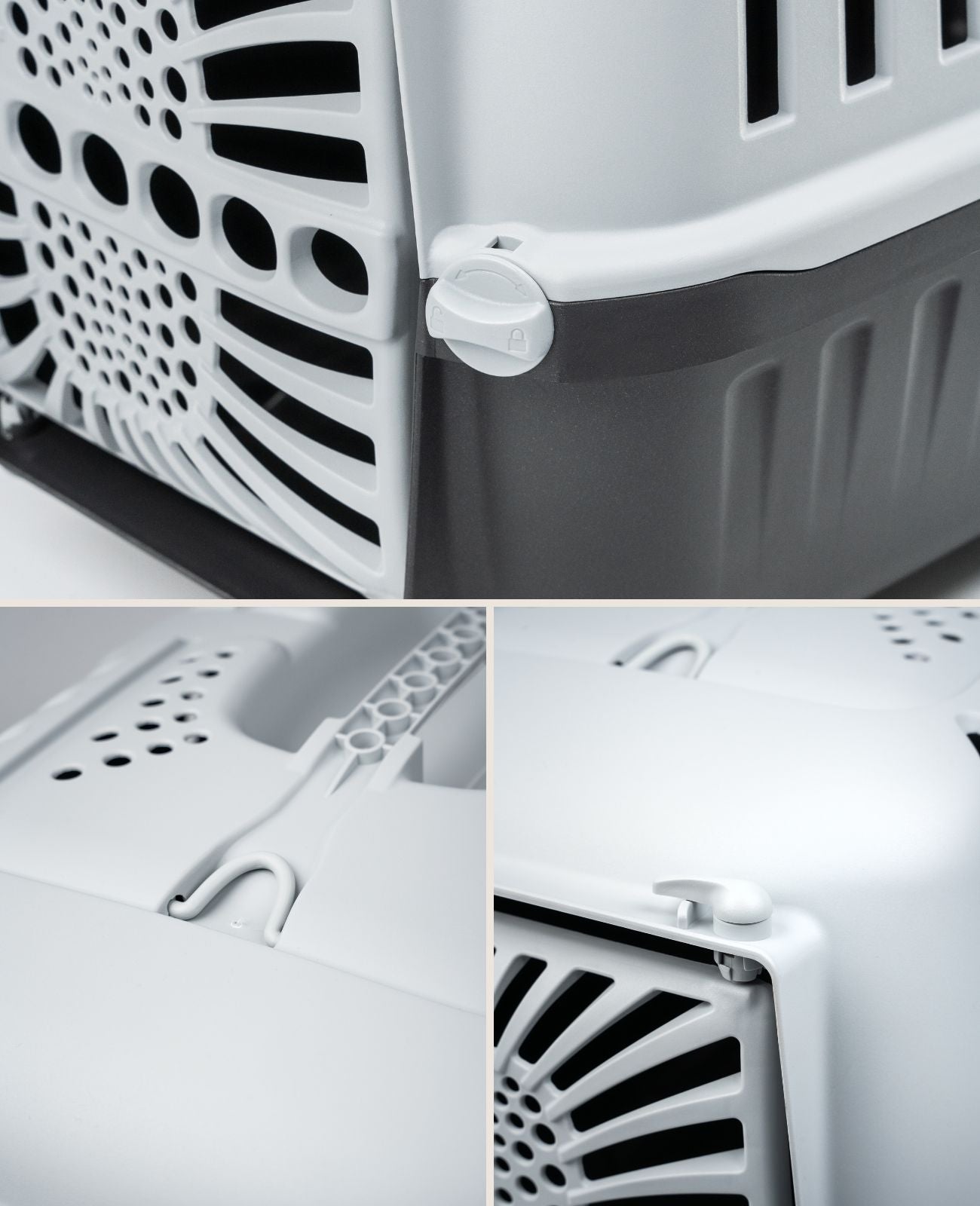 Caja de transporte para perros de plástico.