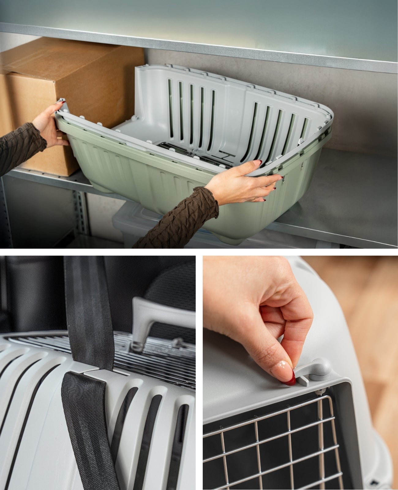 lionto Transportín para gatos con puerta y apertura metálica – 58,5x35,5x40 cm