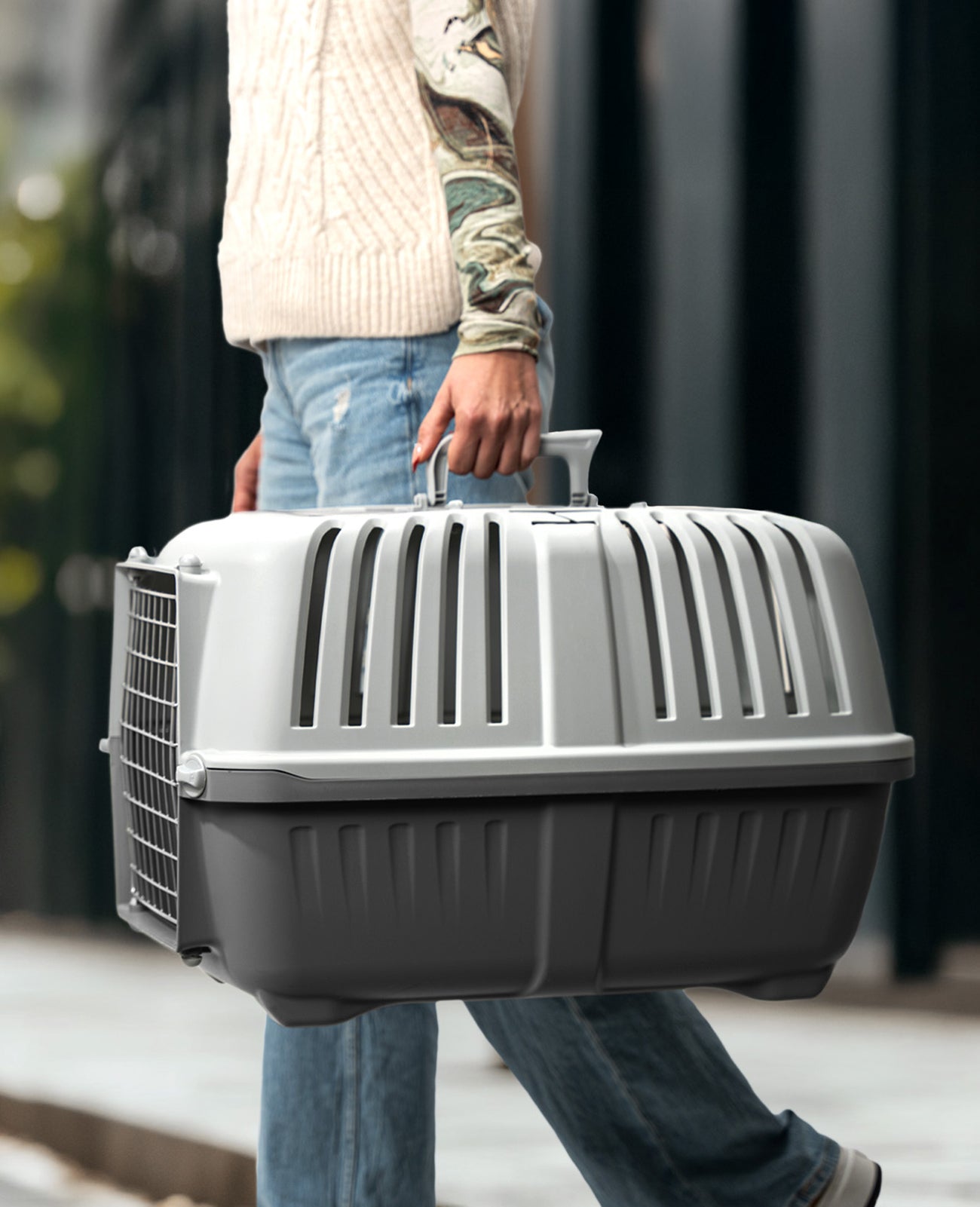lionto Caja de transporte con puerta metálica, 58,5x35,5x40 cm