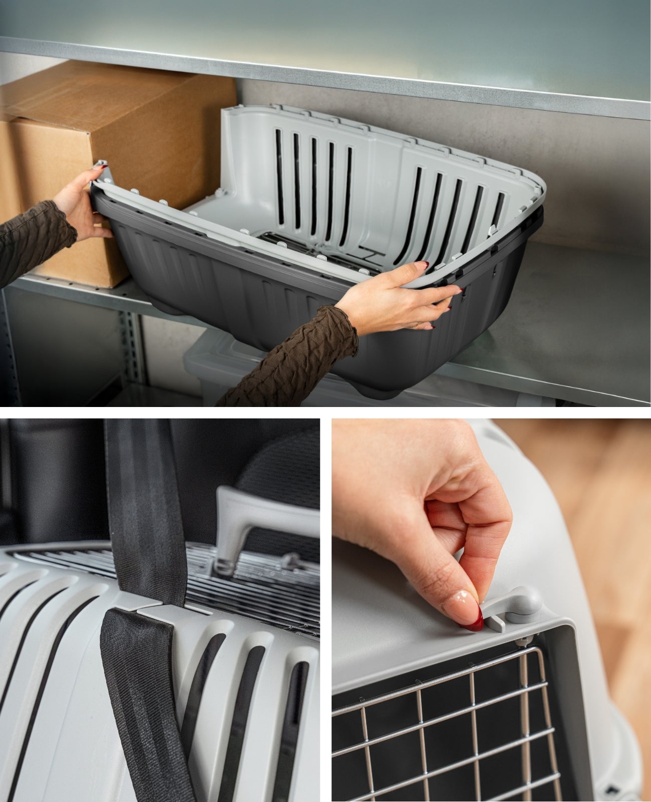 lionto Transportín para gatos con puerta y apertura metálica – 58,5x35,5x40 cm