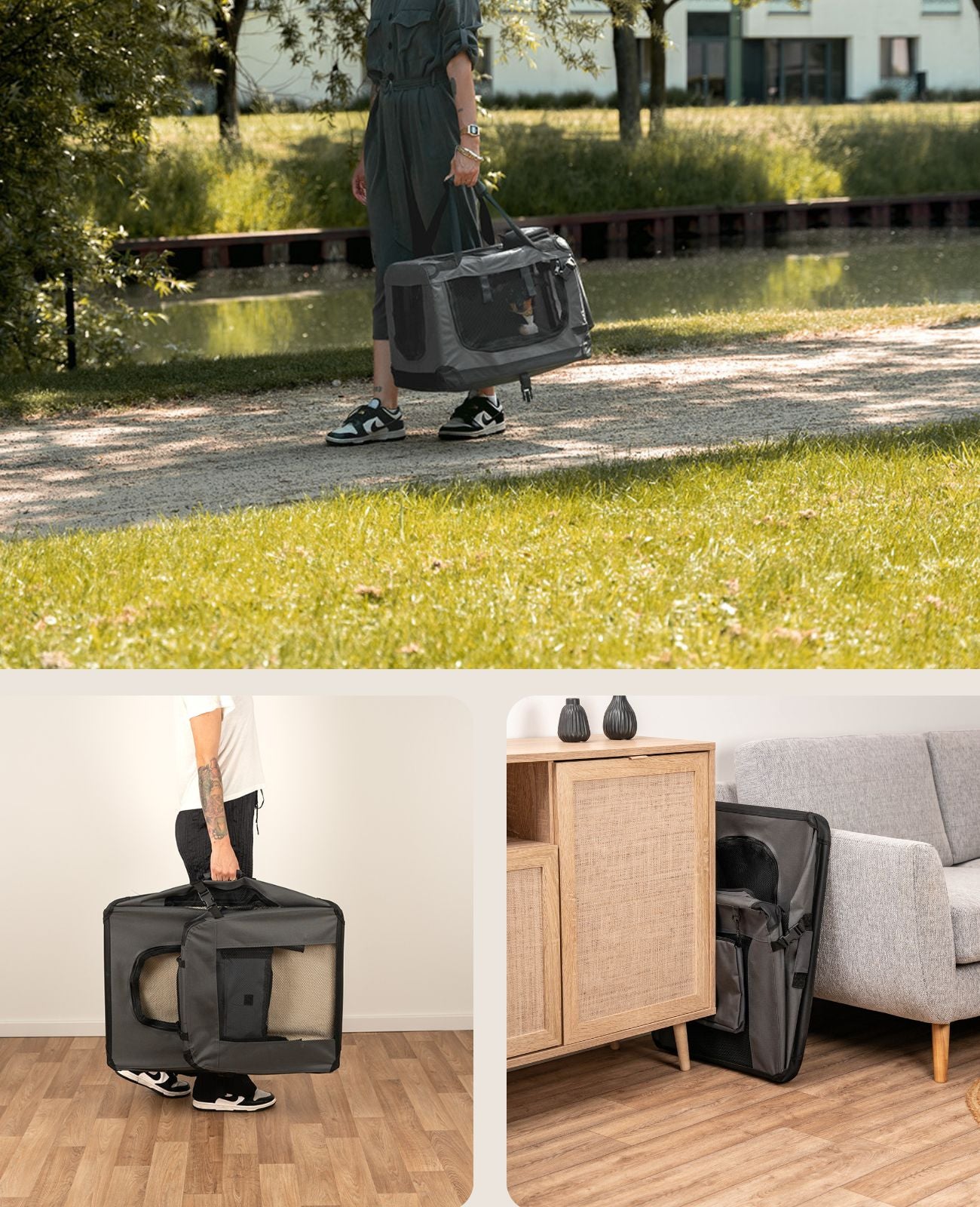 Caja de transporte para gatos plegable