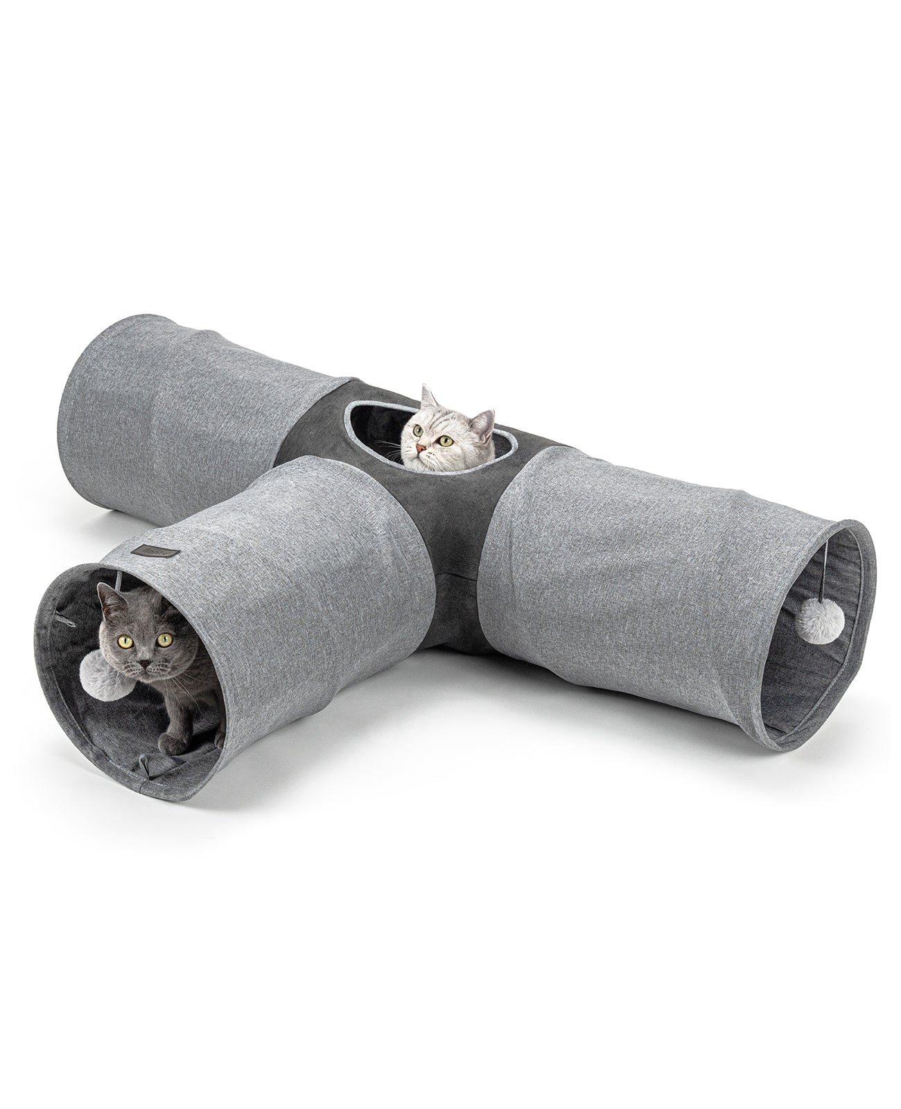 Túnel para gatos con pelota de juego